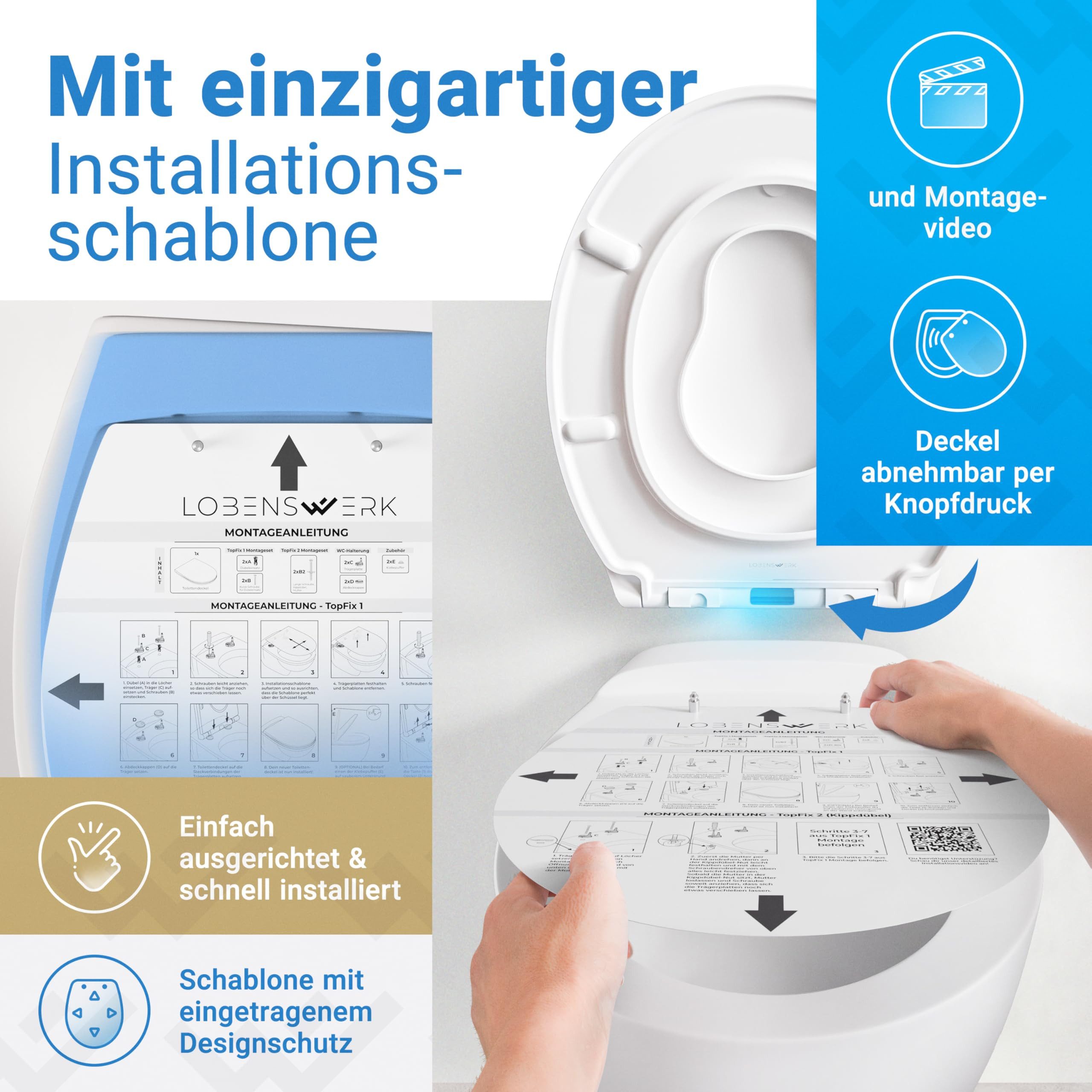 Lobenswerk WC-Sitz Toilettendeckel mit Absenkautomatik [Einfache Montage] a günstig online kaufen