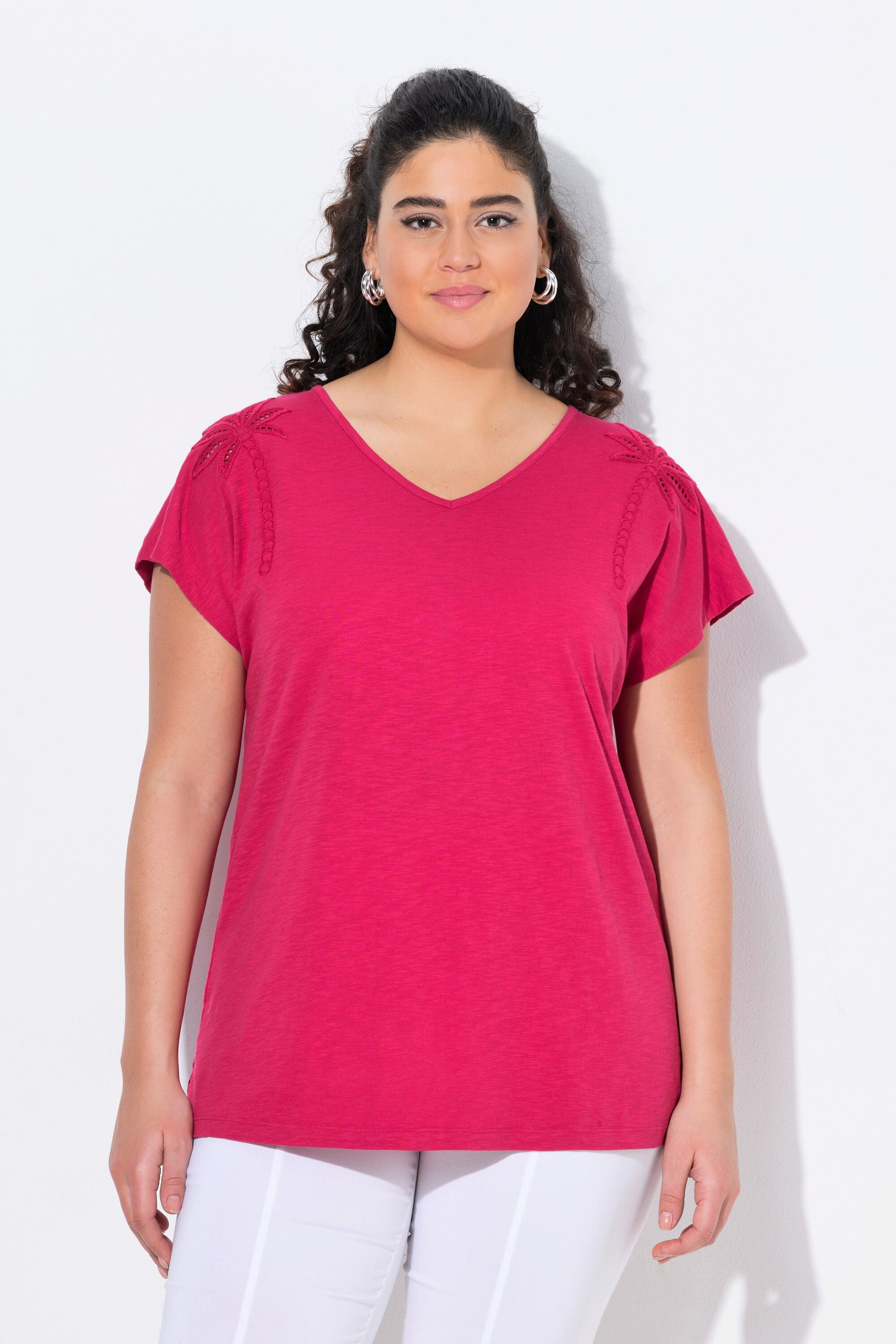 Ulla Popken T-Shirt T-Shirt Palmen Oversized günstig online kaufen