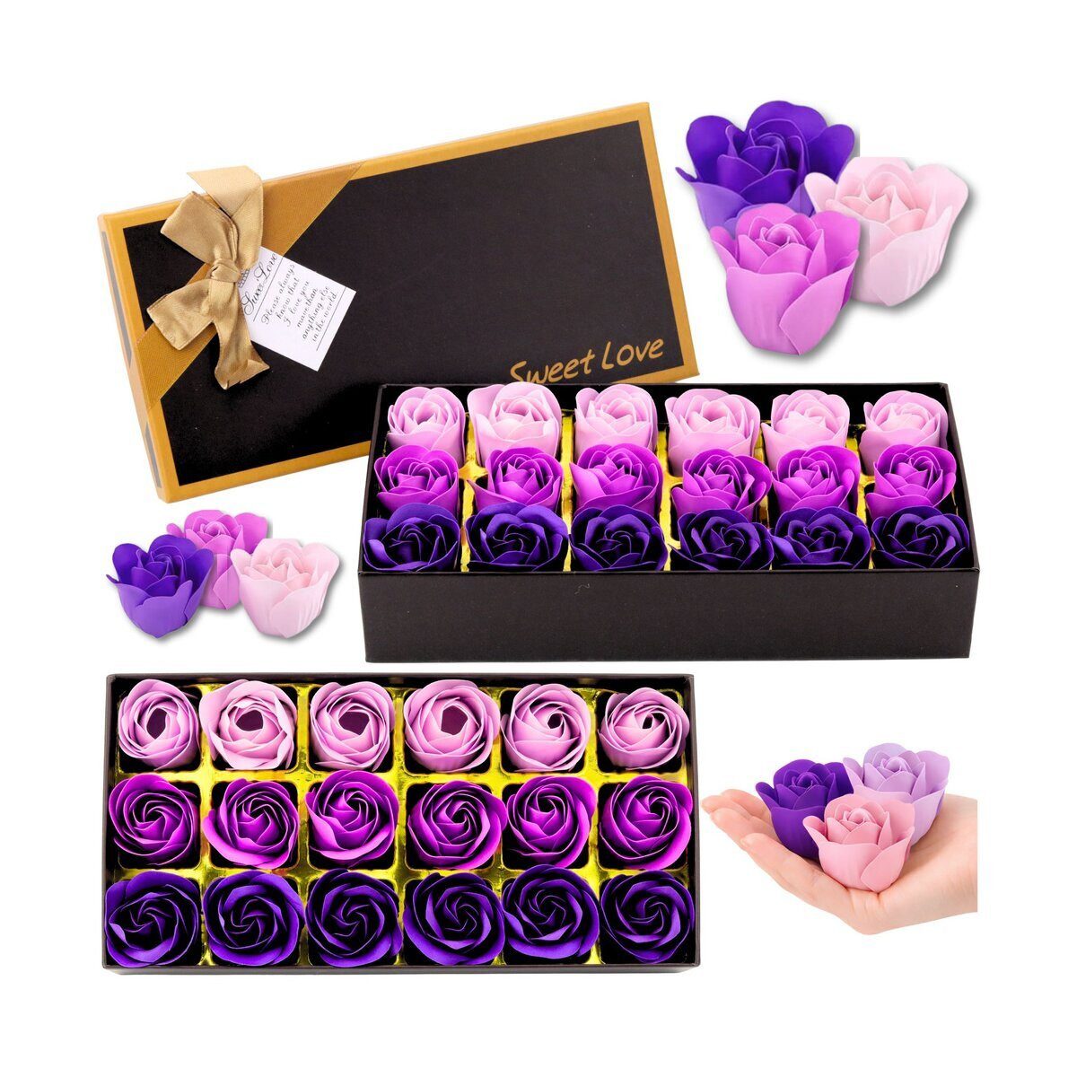 Wisam Aufbewahrungsbox Ewige Duftrosen Box Lila 18 Rosen Geschenk Deko