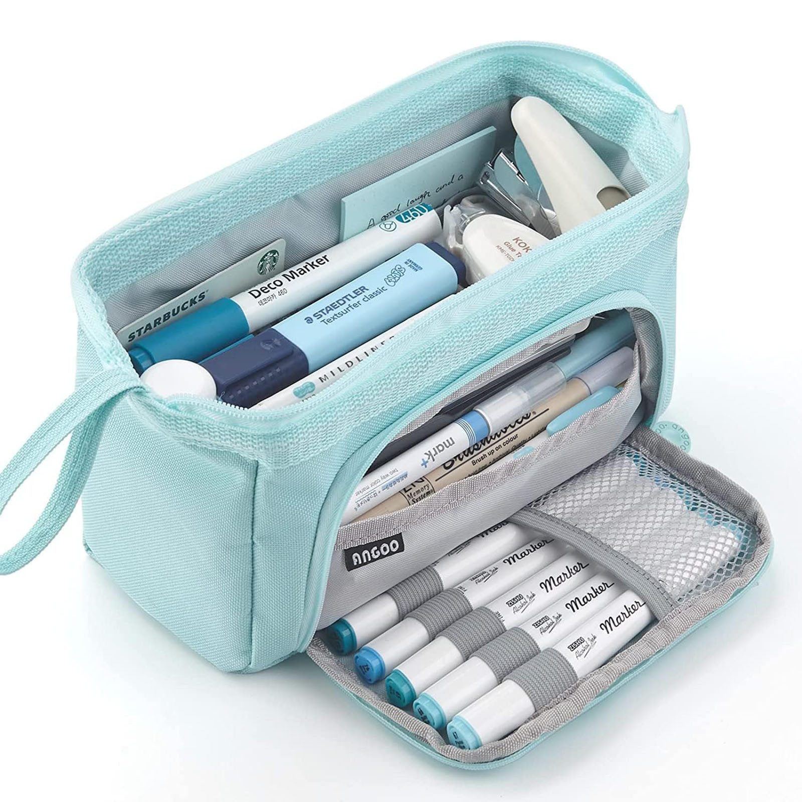 OKWISH Federmäppchen Stifteetui Federtaschen Schreibgeräteetui Bleistift-Organizer, (Stifttasche mit Reißverschluss 3 Fach Große Kapazität, 1-tlg., Schreibwarenbeutel Schreibwarenaufbewahrung), für Damen Herren Schule Büro Arbeit Studenten Mädchen Jungen Geschenk