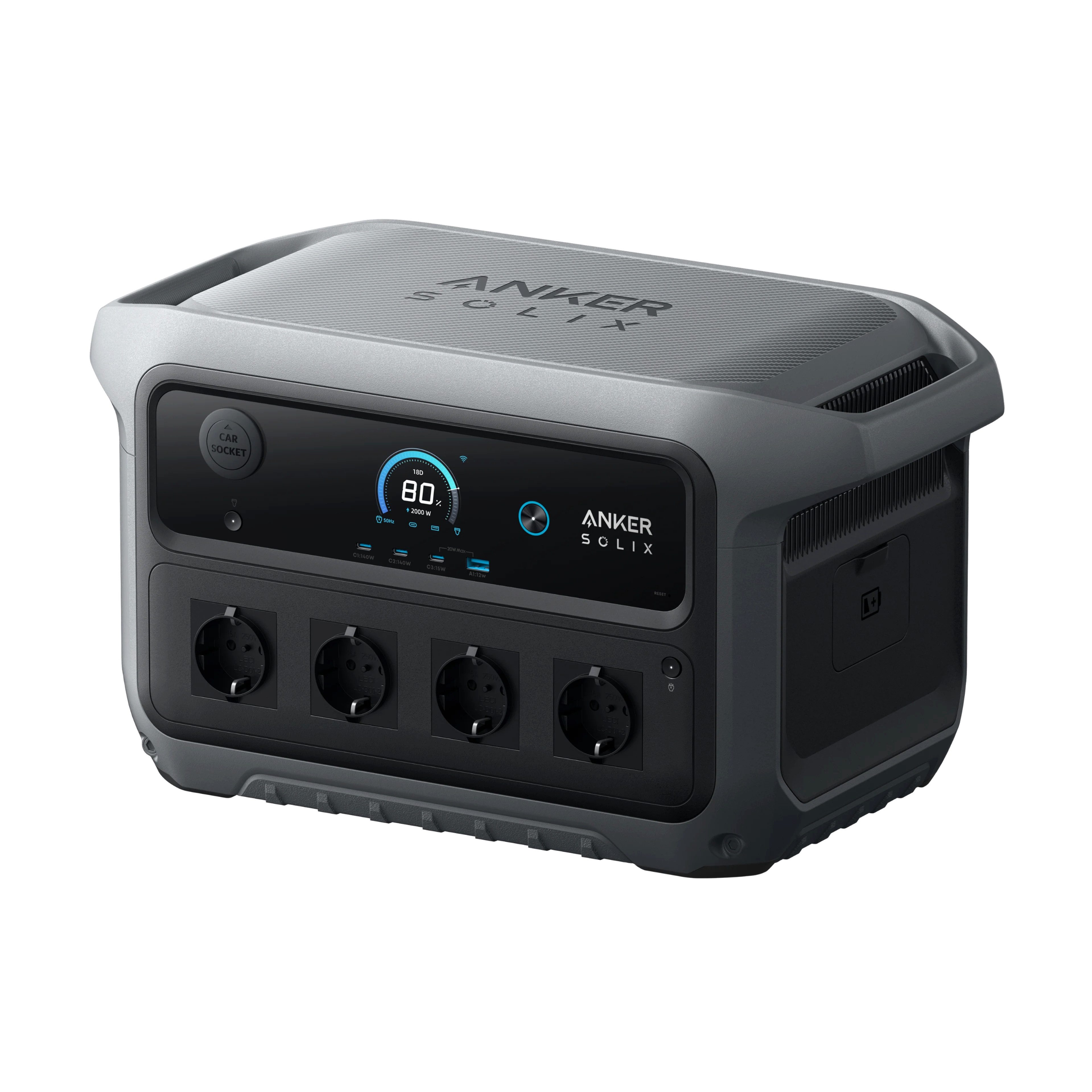 Anker Anker SOLIX C2000 Gen2 PowerStation 2048 Wh 2400W 0% MwSt. Powerbank Anker Solix C2000 Gen2 40000 mAh (5-230 V, 1 St), Insgesamt bis zu 9 Geräte gleichzeitig versorgbar