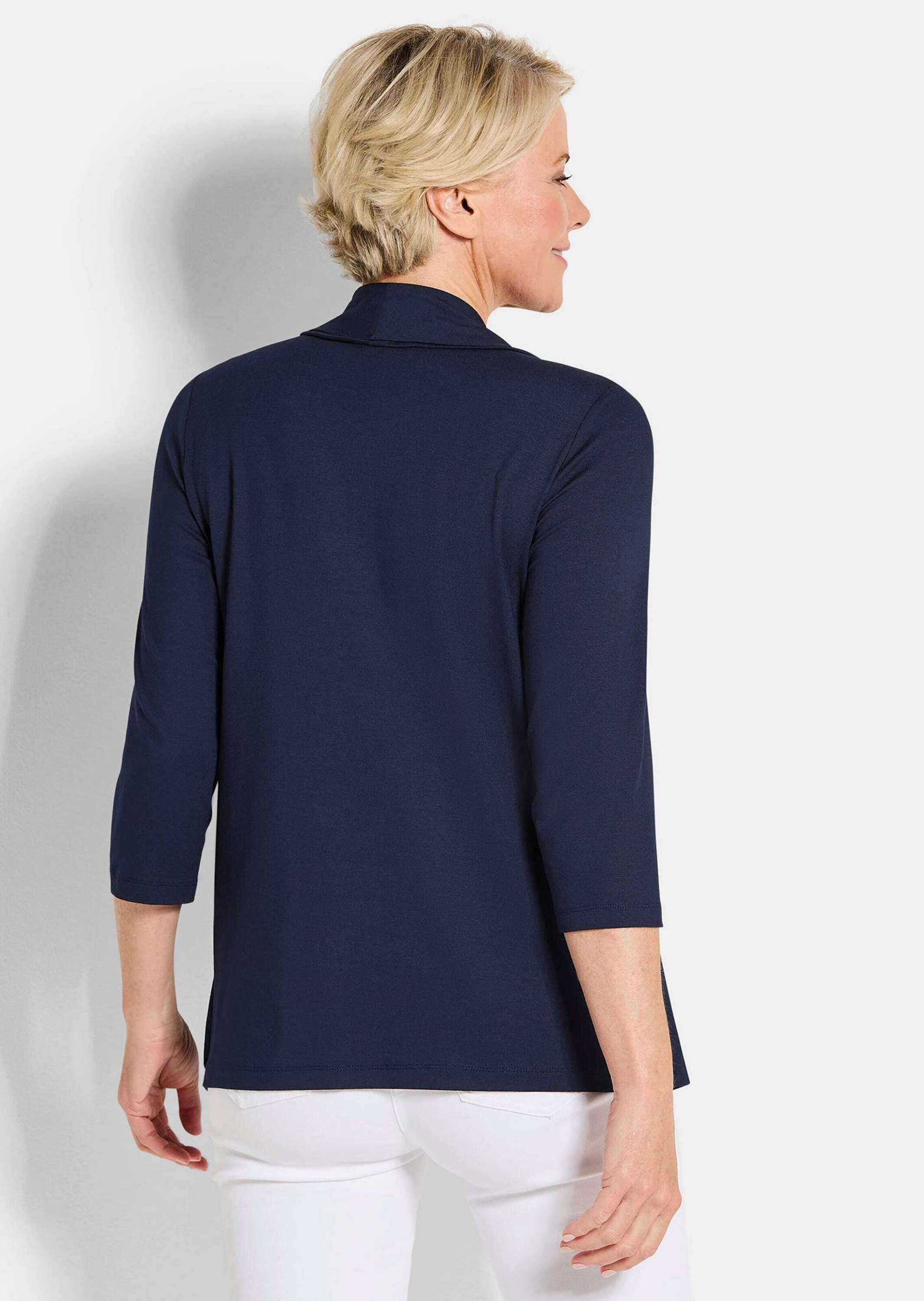 GOLDNER Longshirt Viskoseshirt in Twinset-Optik 2-in-1-Shirt mit U-Boot-Ausschnitt, Schalkragen und 3/4-Arm