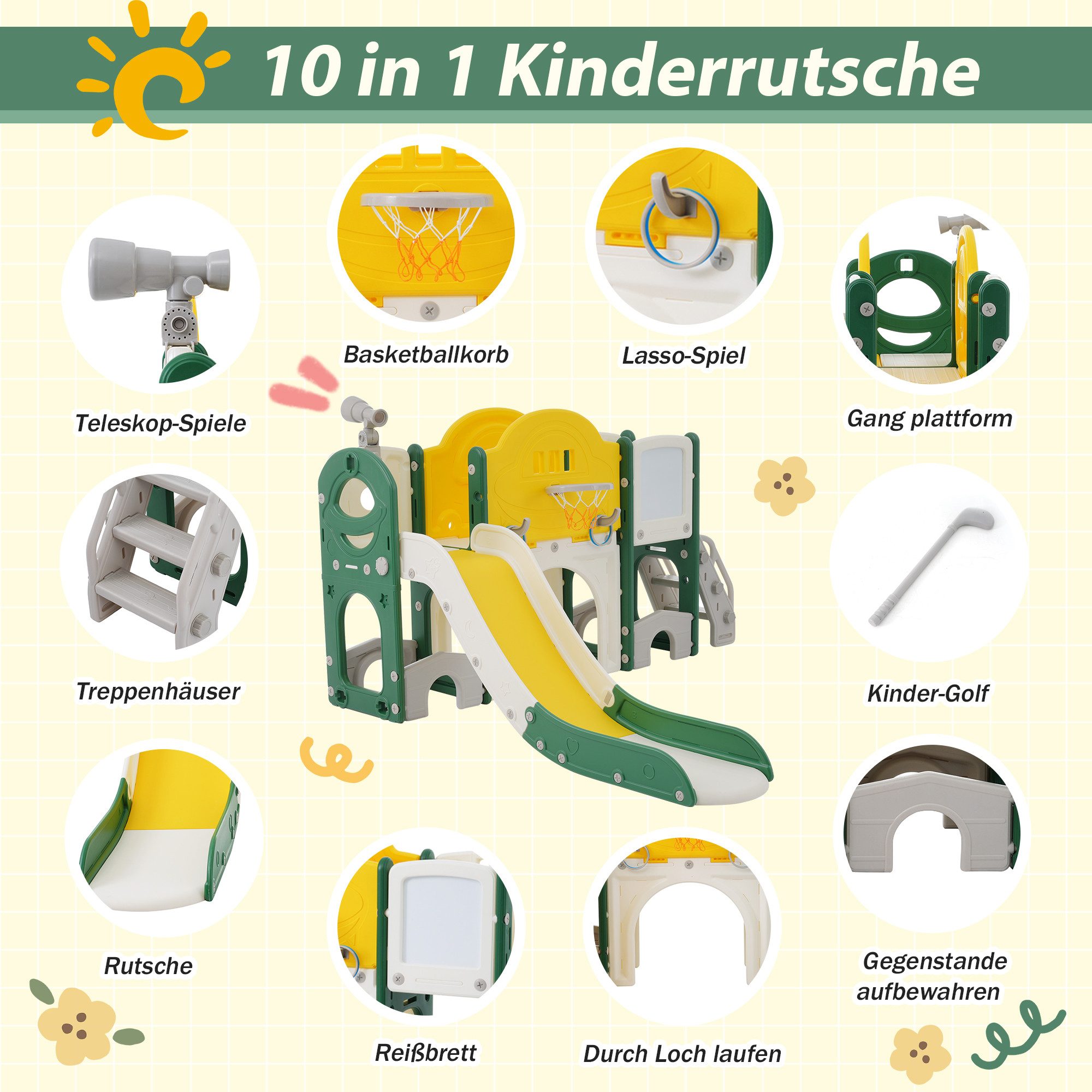 Merax Rutsche 10-in-1 Spielplatz für Kinder, günstig online kaufen
