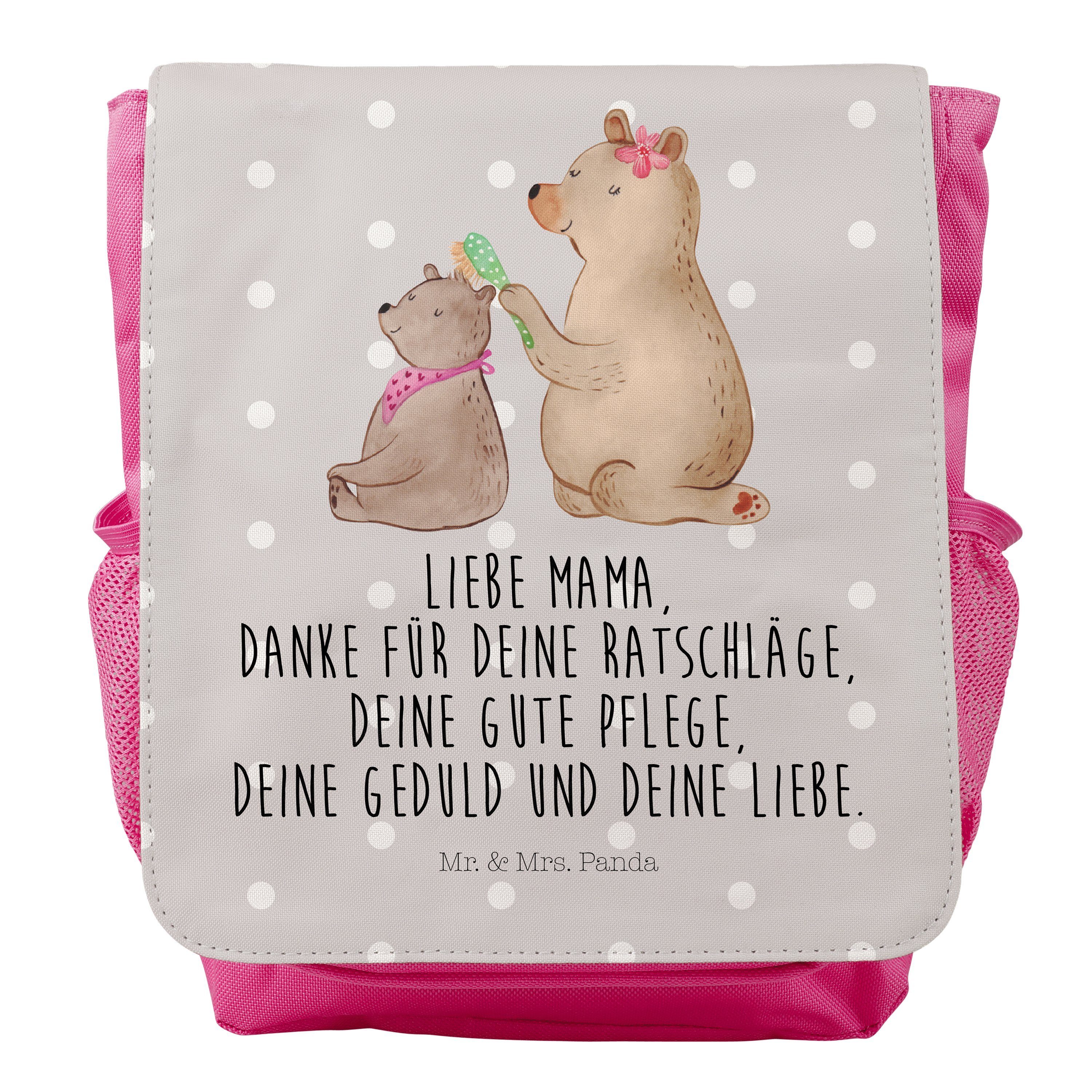 Mr. & Mrs. Panda Kinderrucksack Bär mit Kind - Grau Pastell - Geschenk, Kleiner Rucksack, Kinder Ruck