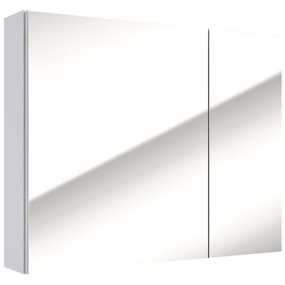 Lomadox Spiegelschrank Hochglanz lackiert, 75 75/60/15 ca. cm 2-türig weiß, in cm B/H/T: SOFIA-107