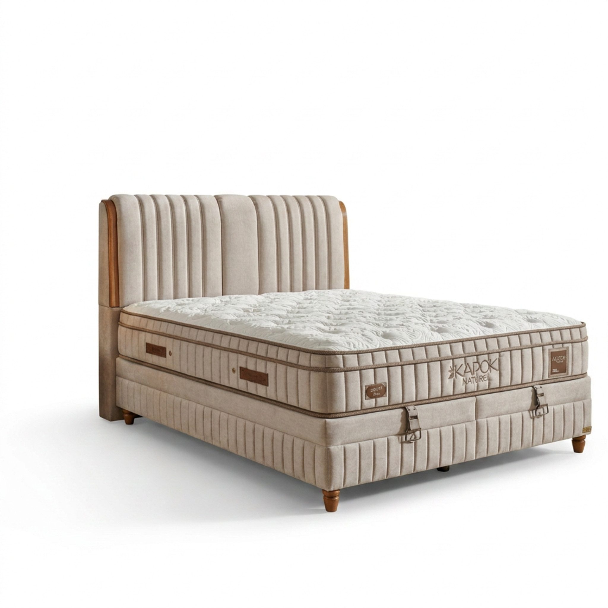Bambi Boxspringbett inkl. 8 Schichten Höhe 33 cm Matratze (Kapok, 4-St., 2 Bettkästen, Matratze, Kopfteile)