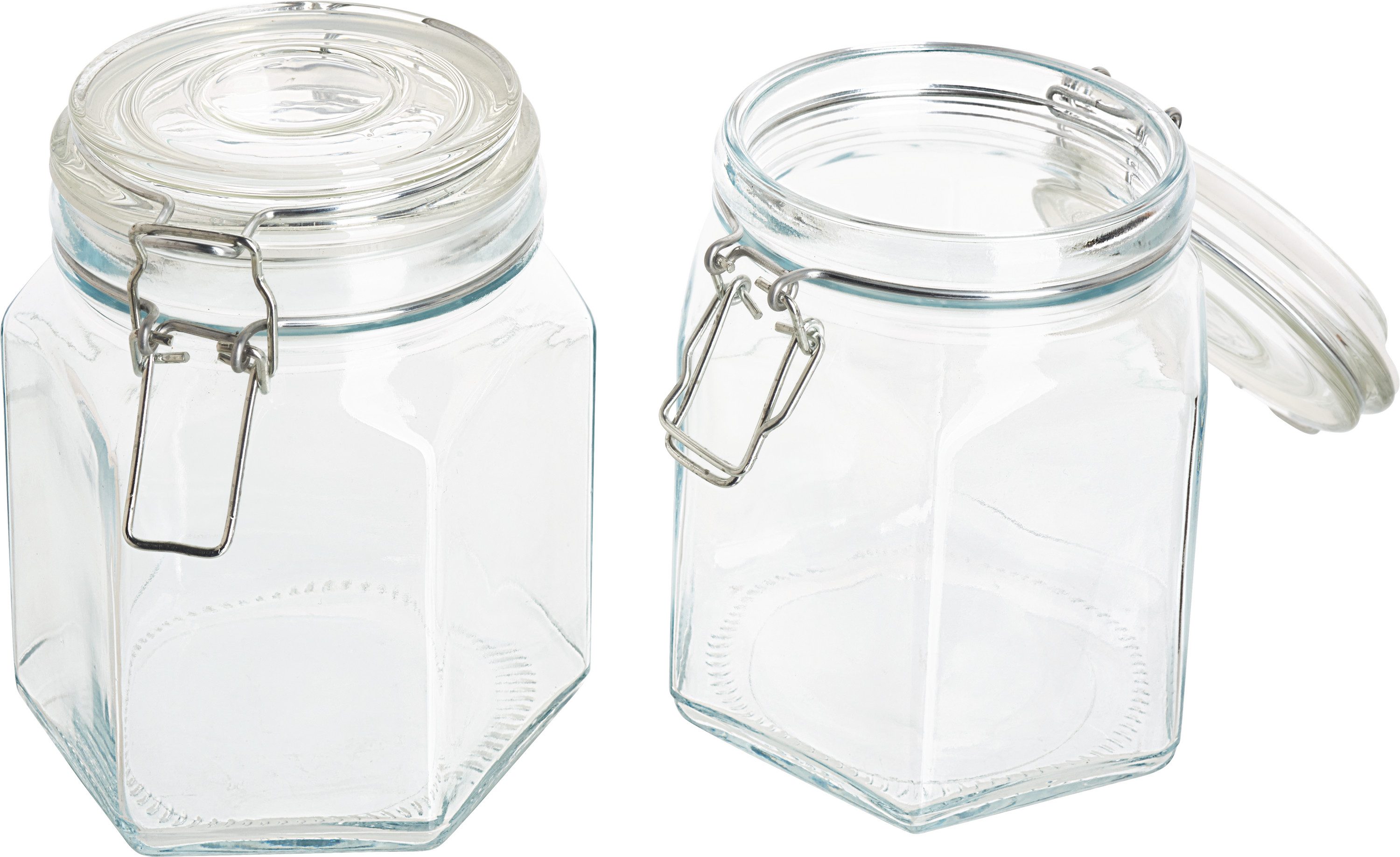 VBS Vorratsglas Einmachglas mit Bügelverschluß, GlasMetall, 2 Stück, 800 ml