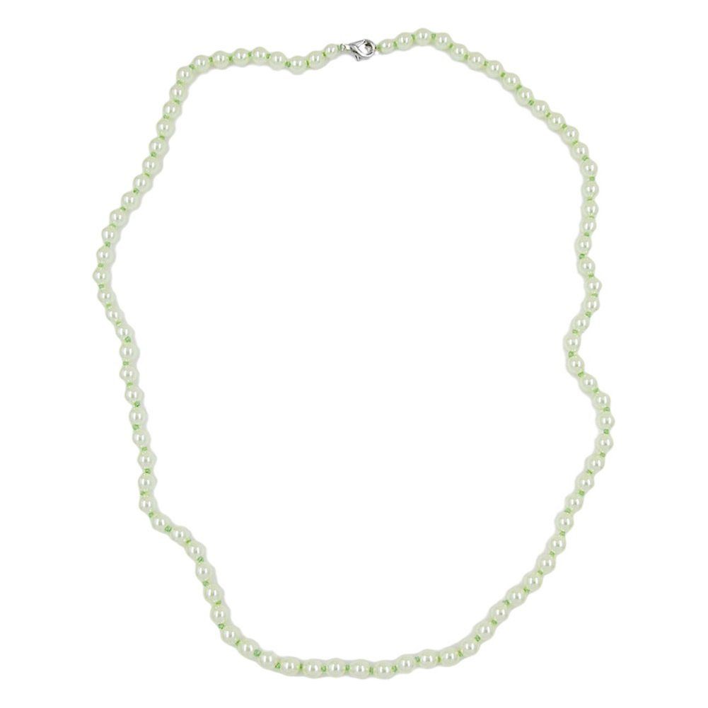 unbespielt Collier Modeschmuck Kette Glasperlenkette mintgrün geknotet 60 cm, Modeschmuck für Damen