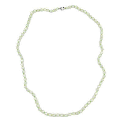 unbespielt Collier Modeschmuck Kette Glasperlenkette mintgrün geknotet 60 cm, Modeschmuck für Damen