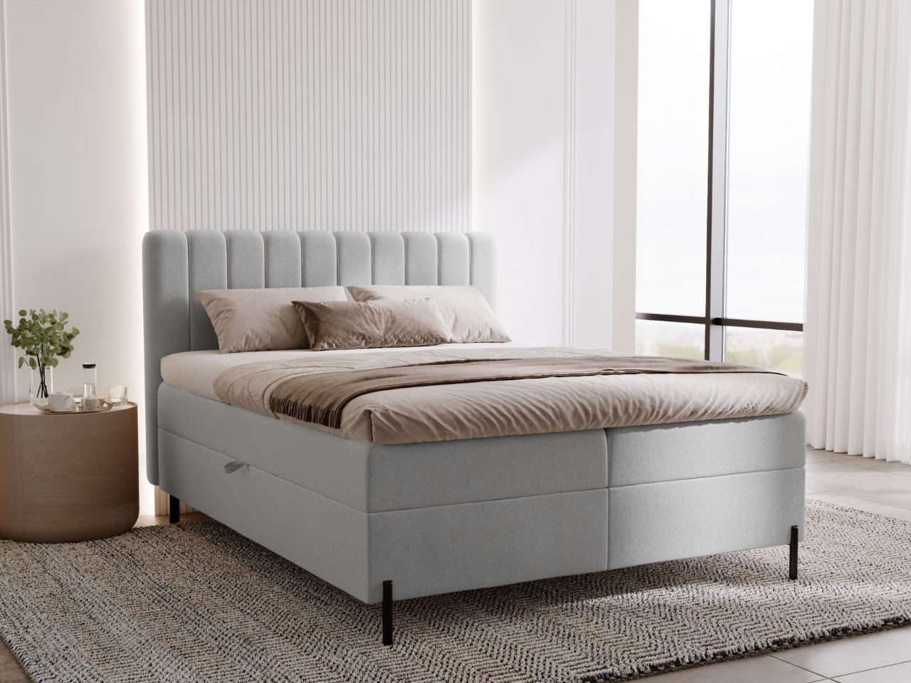 GrainGold Boxspringbett Primavera (Set, Boxspringbett, Bettkästen, Topper), mit zwei Bettkästen und Topper, Bonell-Matratze