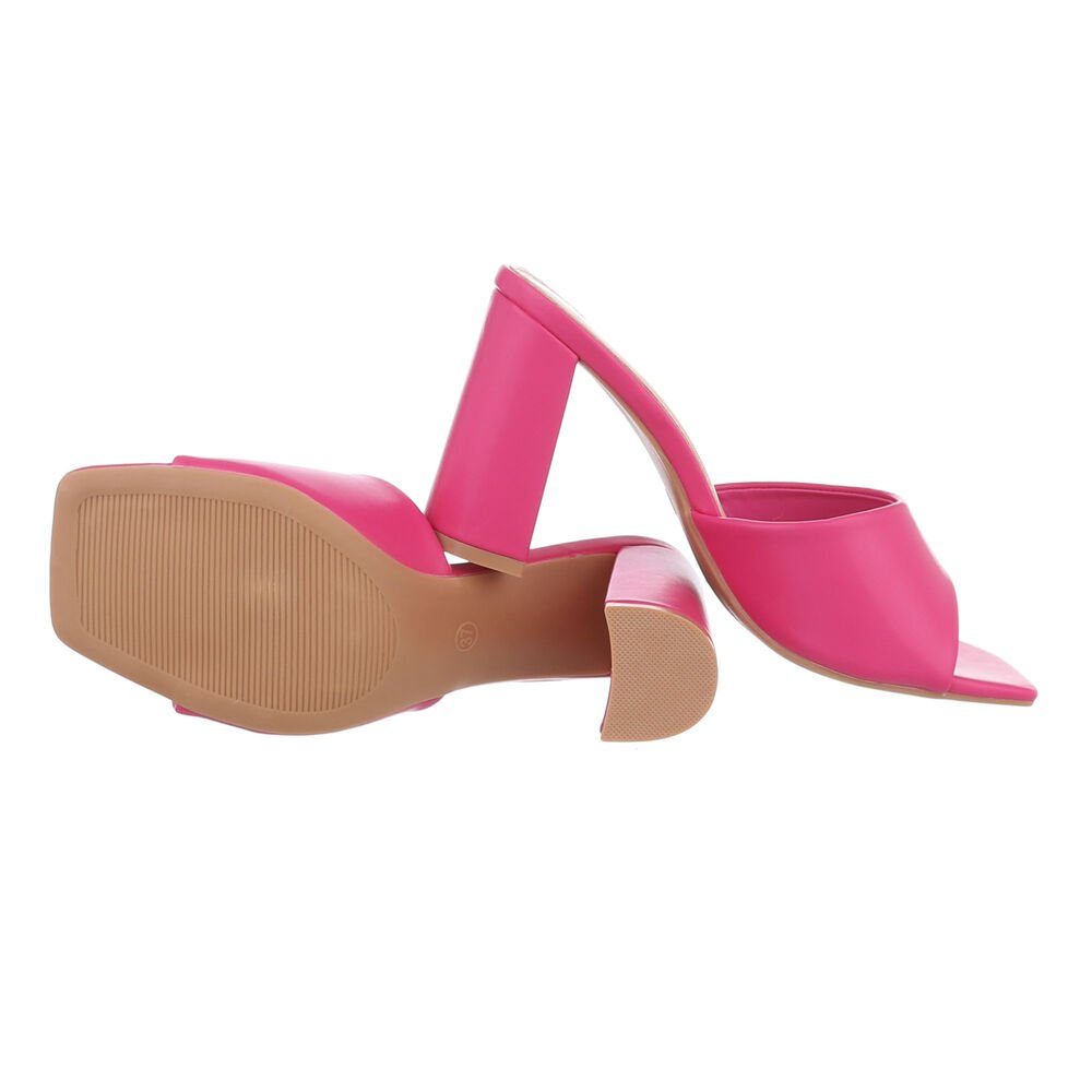 Ital-Design Blockabsatz Mules Damen Freizeit Sandaletten Pantolette & Sandalen Pink in