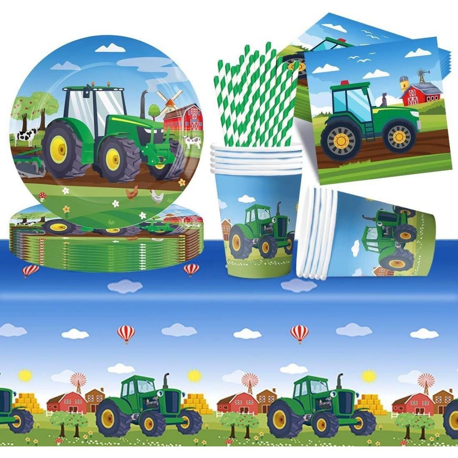 LuxusKollektion Dekoobjekt Traktor Partygeschirr Set für Kindergeburtstag - 51-t — Empfehlung für Thematische Tischdeko