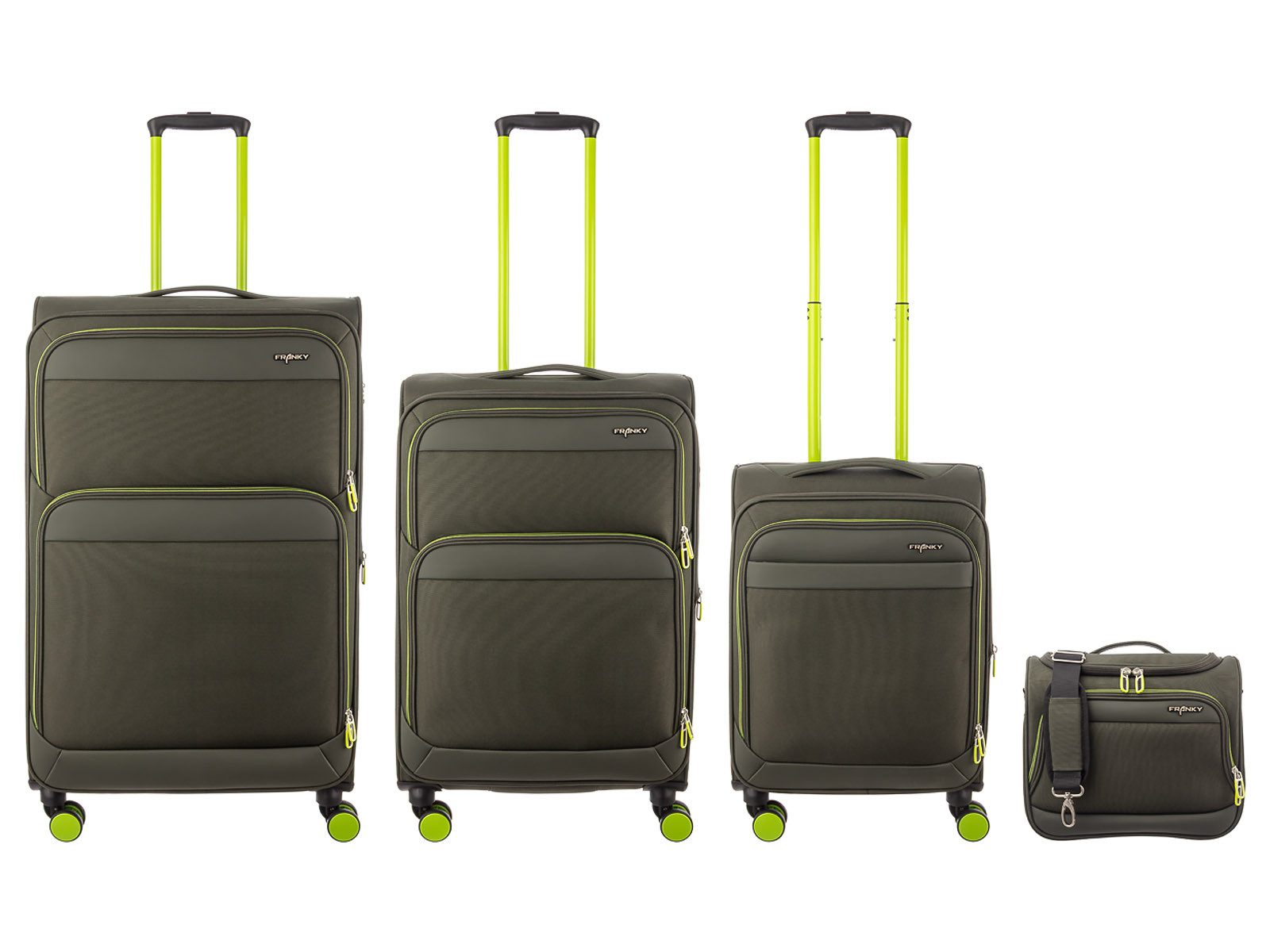 Franky Kofferset 4er Koffer SET Gr. L/M/S Beutycase Reisegepäck T27-F Spinner, 4 Doppellenkrollen Rollen, (Stück, 1 tlg., 4), Dehnfalte TSA Schloss
