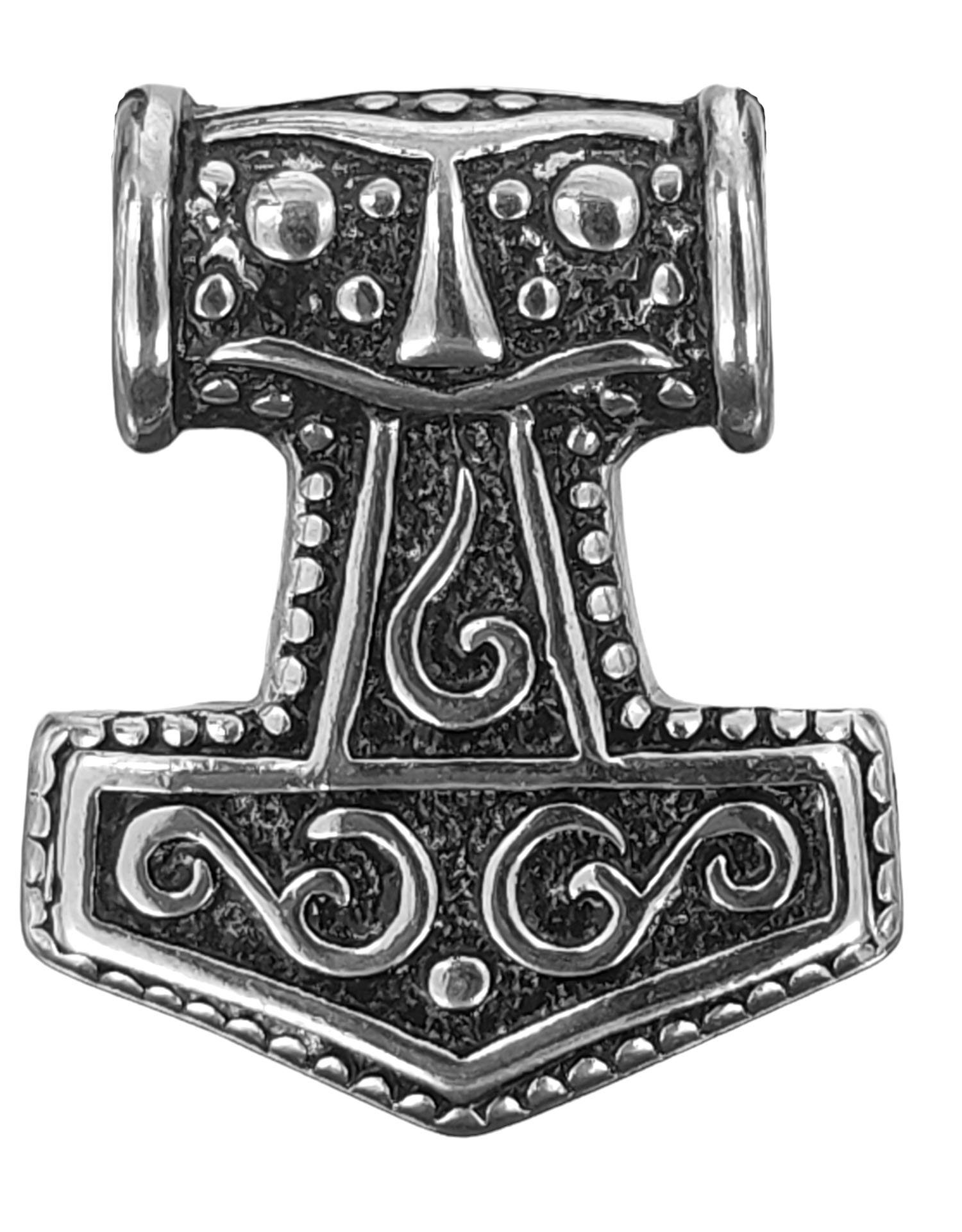 massiver großer Hammer Mjölnir Thorshammer of Wikinger Anhänger Thor Edelstahl Kettenanhänger Leather Kiss