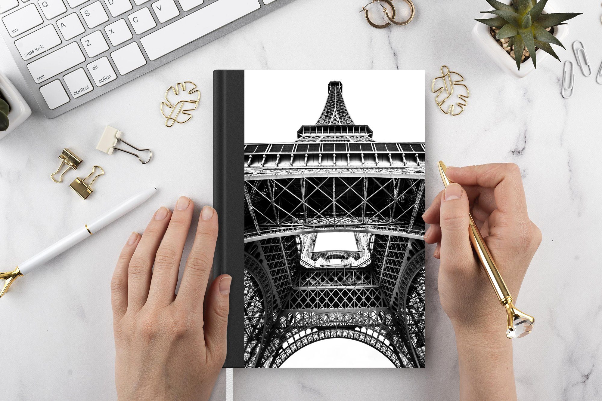 Eiffelturm, dem Unter 98 A5, Journal, Haushaltsbuch Merkzettel, Notizbuch Tagebuch, Seiten, Notizheft, MuchoWow