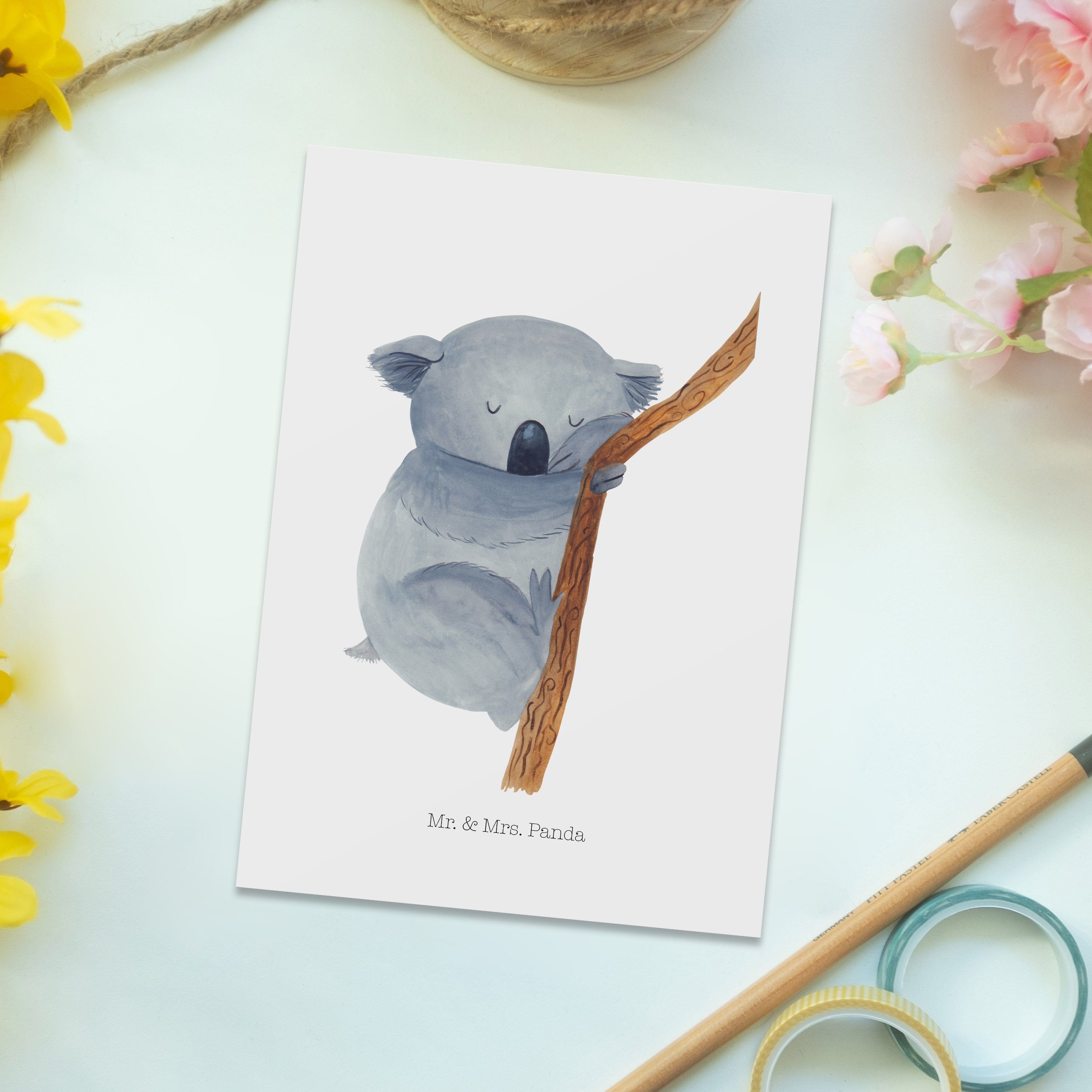 Panda Postkarte Weiß Geschenk, Tiermoti Koalabär Mr. - - & Grußkarte, Geschenkkarte, Mrs. Karte,