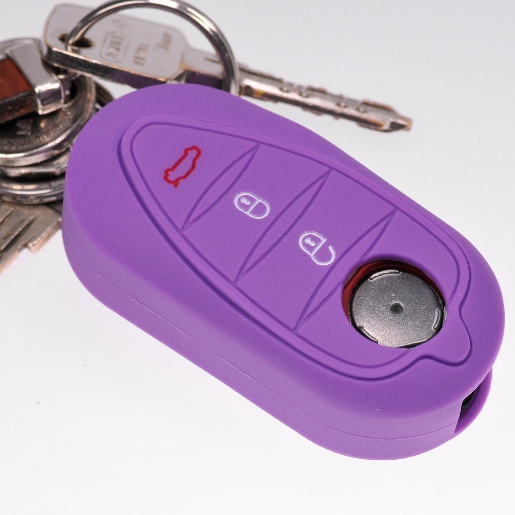 Autoschlüssel Schutzhülle mt-key Mito 4C 3 Schlüsseltasche Lila, ALFA 2008 ab Softcase Tasten Giulietta Klappschlüssel 940 Silikon Romeo für