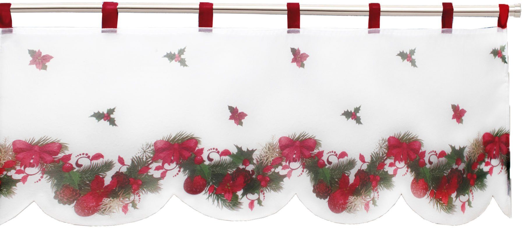 Delindo Lifestyle Gardine Weihnachten (1 St), Schlaufen, transparent, mit Schlaufenaufhängung, für die Küche