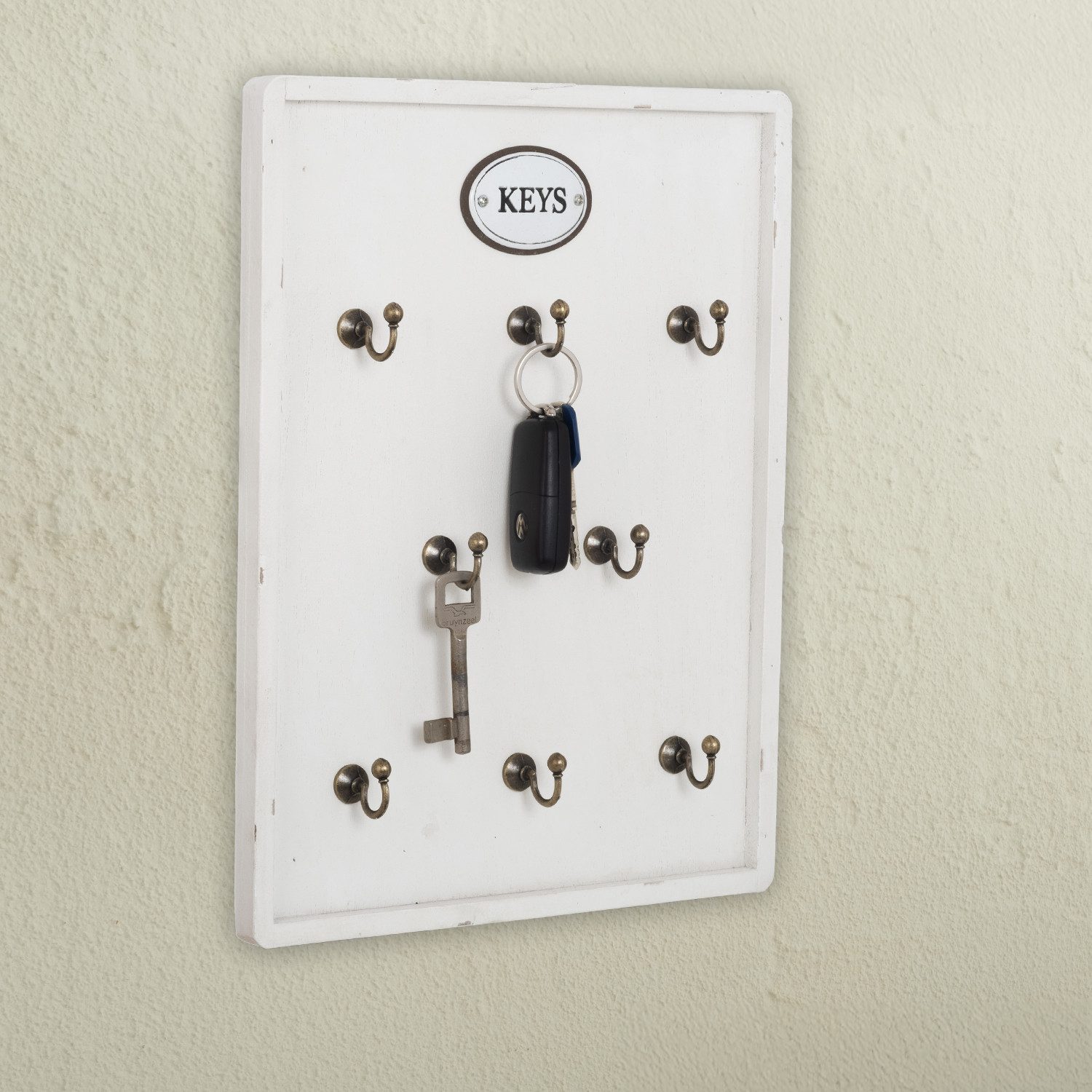 Moritz Schlüsselbrett 27x36cm Keys 8 Haken mit Rahmen weiß, Schlüsselkasten günstig online kaufen