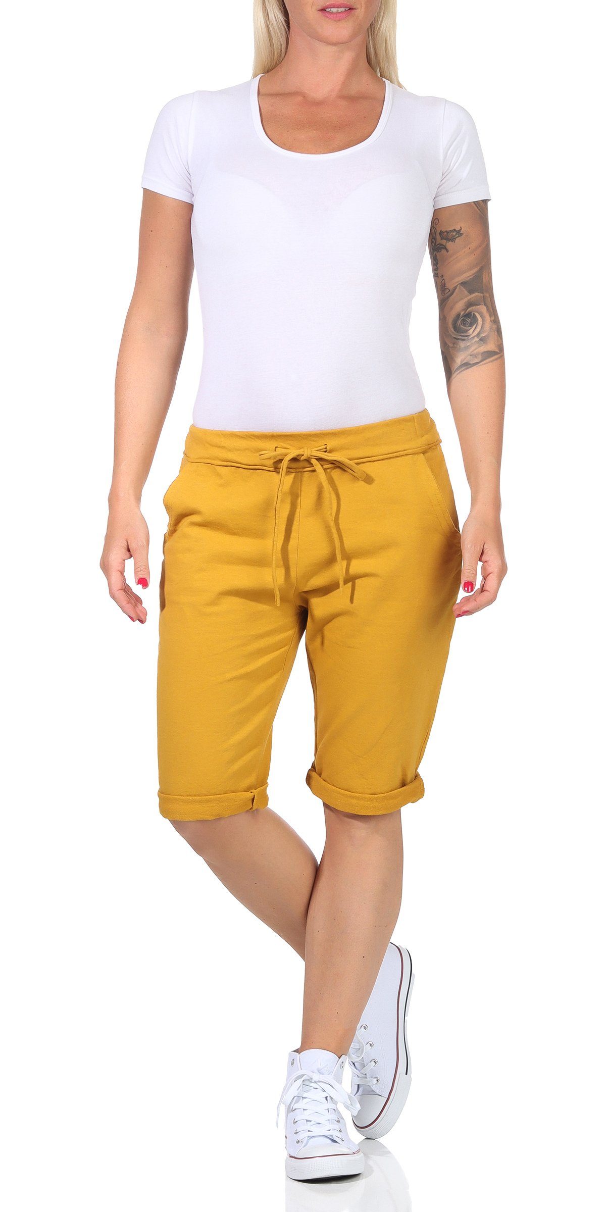 CLEO STYLE Bermudas Sweat Bermuda 1212 Senf 36-40 günstig online kaufen