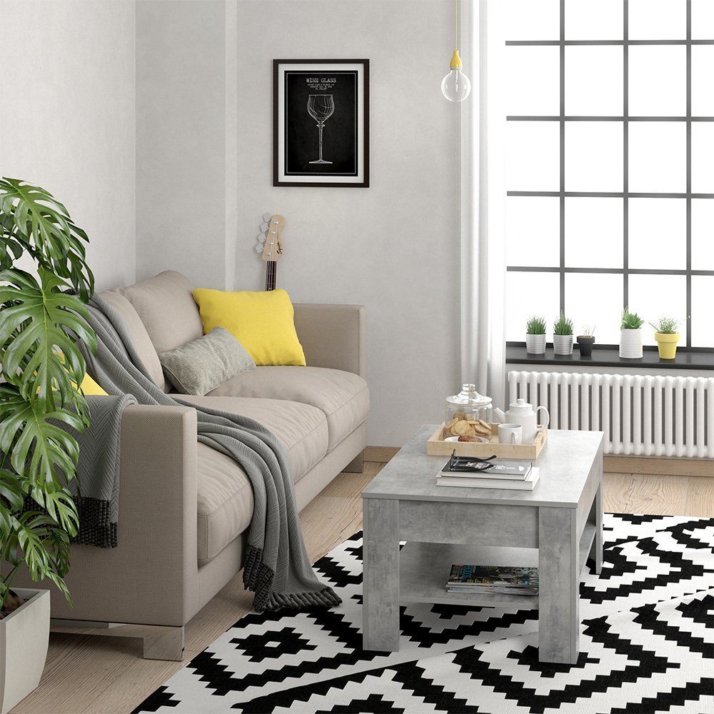 Vicco Couchtisch Milan, Beton, 92.2 x 65 cm, Drehbar