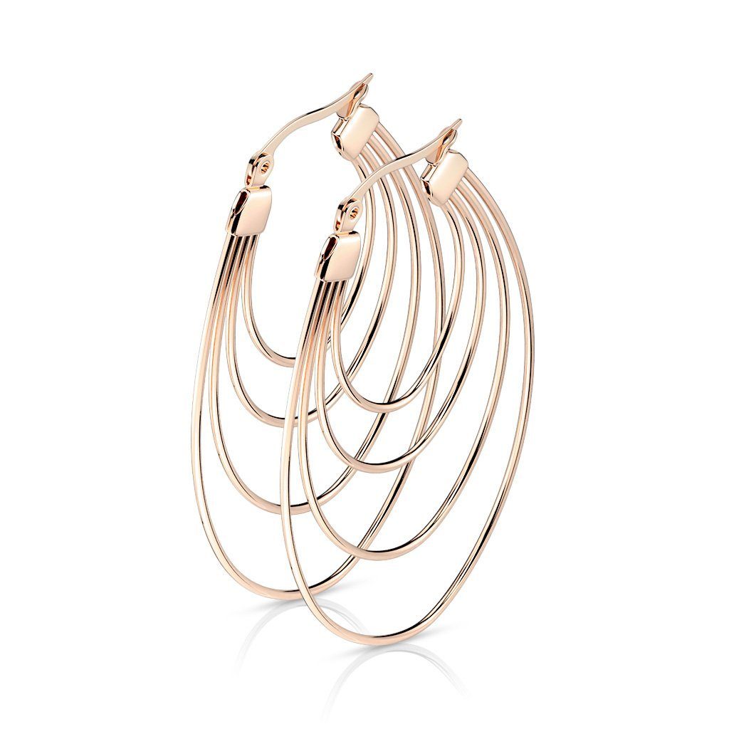 Creolen-Set Creolen Boho Style oval aus Edelstahl Damen rosegold