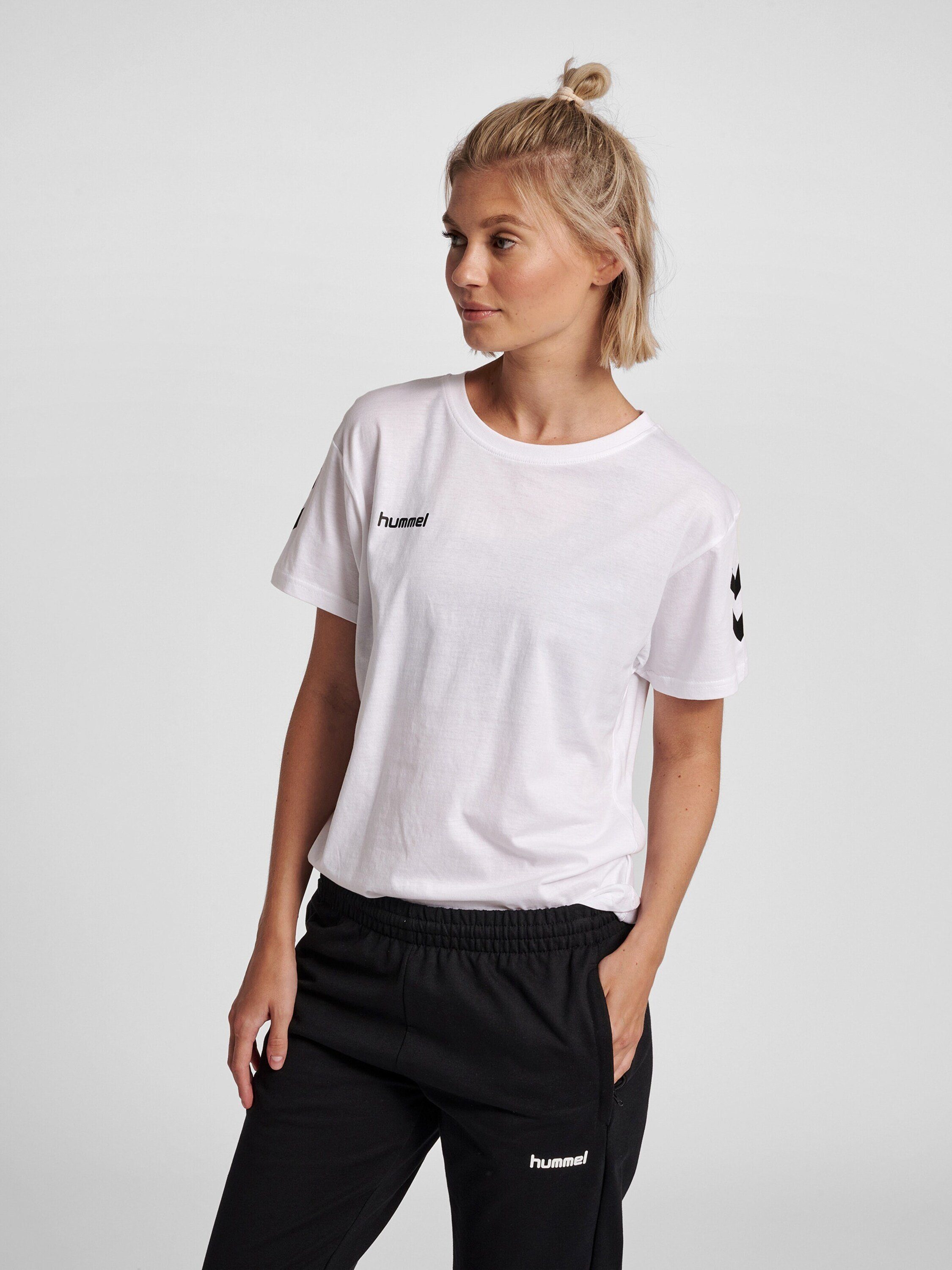 hummel T-Shirt (1-tlg) Plain/ohne Weiss Seitenstreifen Details