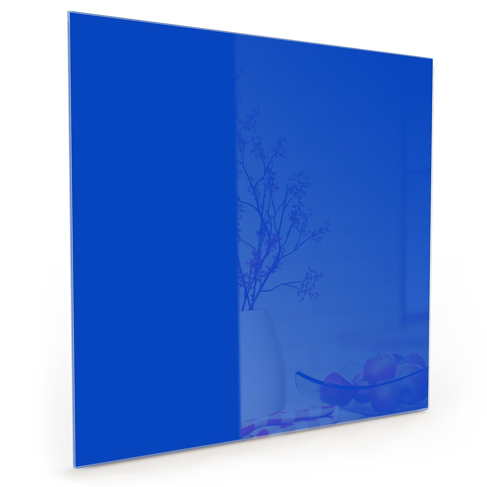 Primedeco III Küchenrückwand Glas Königsblauer Spritzschutz Hintergrund