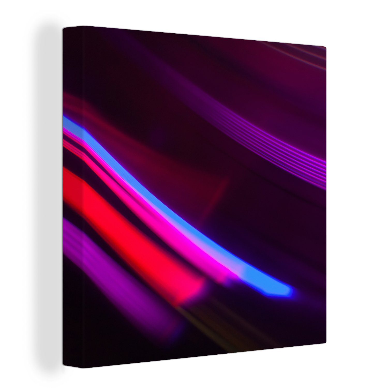 OneMillionCanvasses® Leinwandbild Geometrie mit violetten Lichtstreifen, (1 St), Leinwand Bilder für Wohnzimmer Schlafzimmer | Leinwandbilder