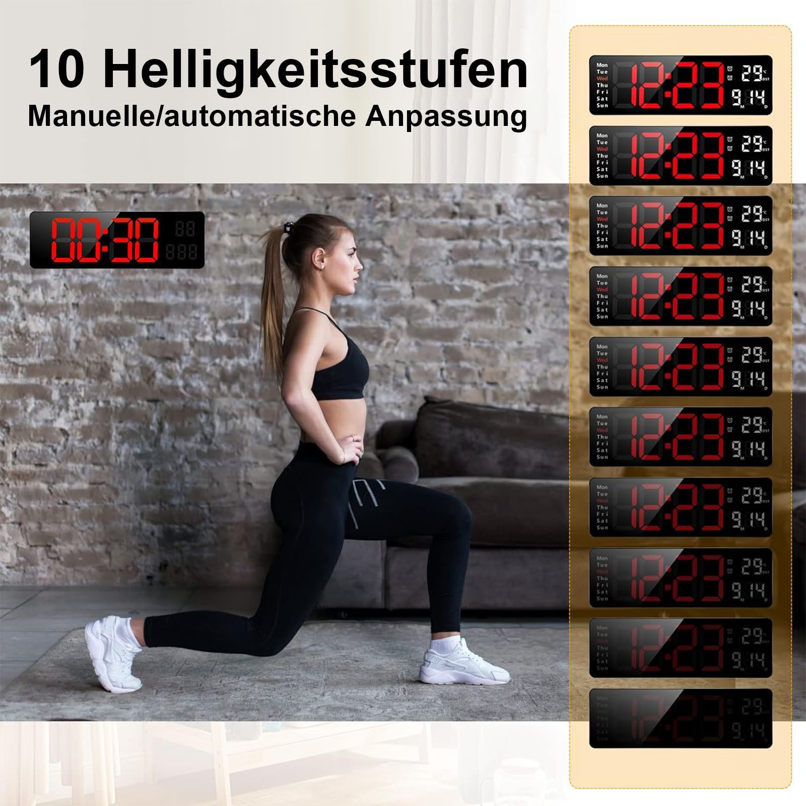 MODFU Wanduhr 13 Zoll LED Digitale günstig online kaufen