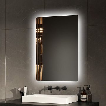 EMKE Badspiegel Badspiegel Badezimmerspiegel Spiegel mit LED Beleuchtung, Kaltweißes Licht 6500K Einfache Badspiegel 70-80cm