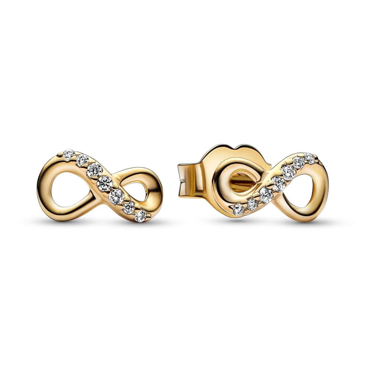 Pandora Paar Ohrstecker 268820C01, für Damen Funkelnde Unendlichkeit Goldfarben