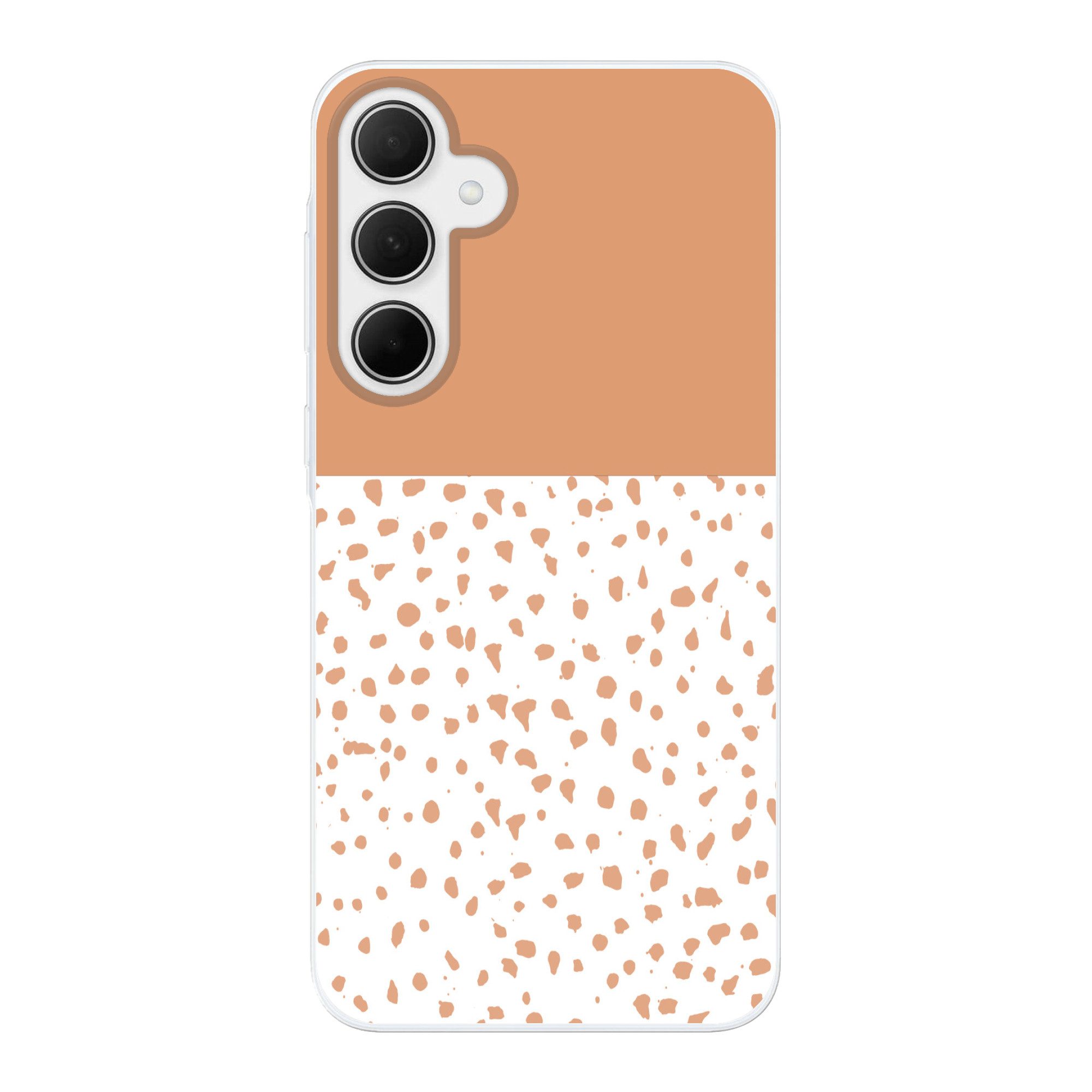 MuchoWow Handyhülle für Samsung Galaxy A35 5G Tupfen - Orange - Weiß, Smartphone-Bumper, Print, Handy Schutzhülle Dünn
