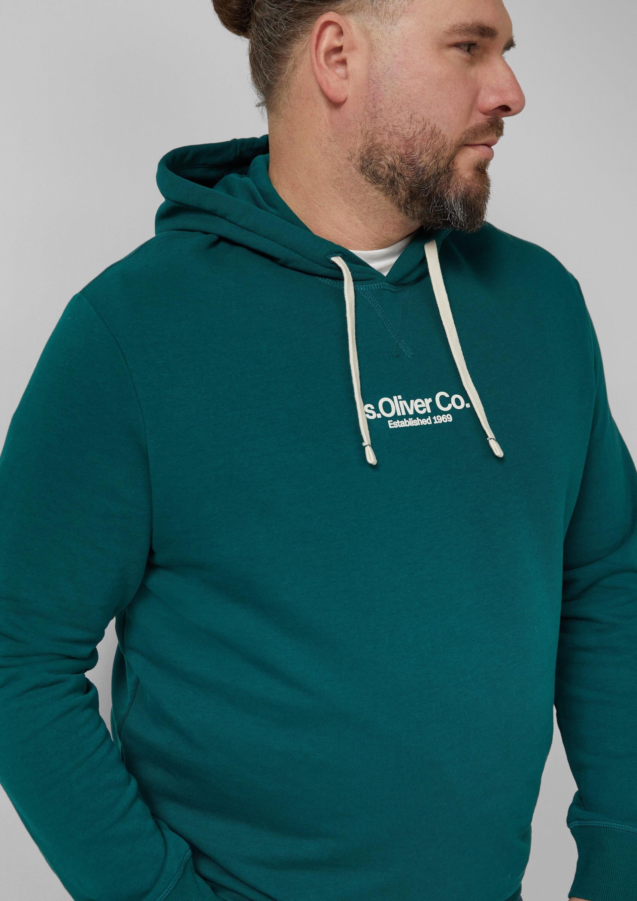 s.Oliver Sweatshirt Sweatshirt Kapuzenpullover aus Baumwollmix mit Logo-Print