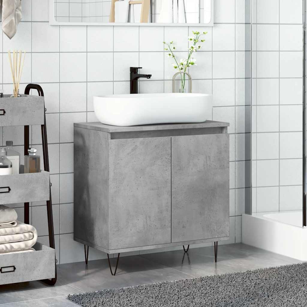 vidaXL Badezimmer-Set Badschrank Betongrau 58 x günstig online kaufen