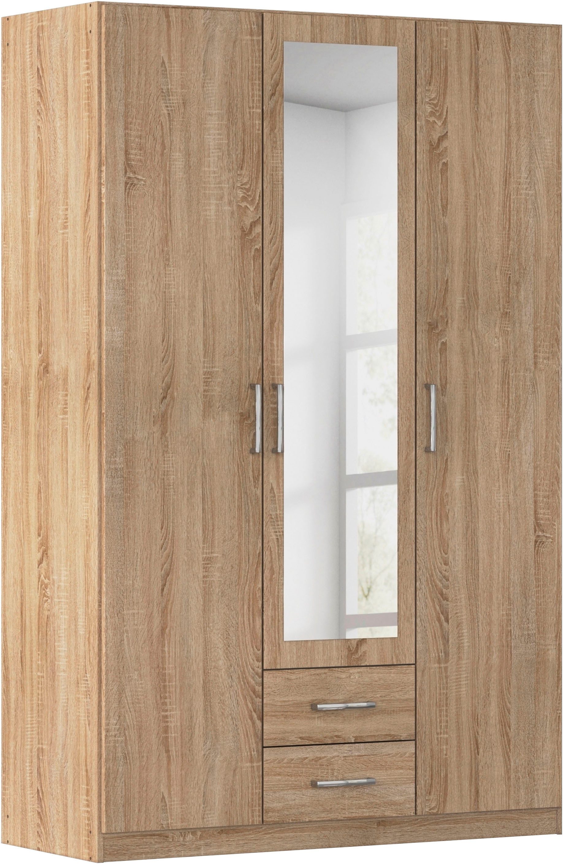 rauch Kleiderschrank Schrank Garderobe Ankleide GAMMA Breiten 91/136/181/226/271/315/360 cm (in 3 Ausstattungen BASIC/CLASSIC/PREMIUM (inkl. SOFT-CLOSE-Funktion) verschiedene Griff-Varianten, mit Spiegel TOPSELLER MADE IN GERMANY