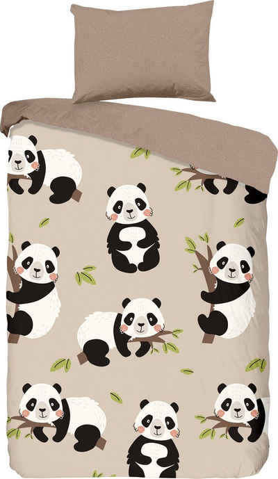 Kinderbettwäsche »Panda«, good morning, 100% Baumwolle