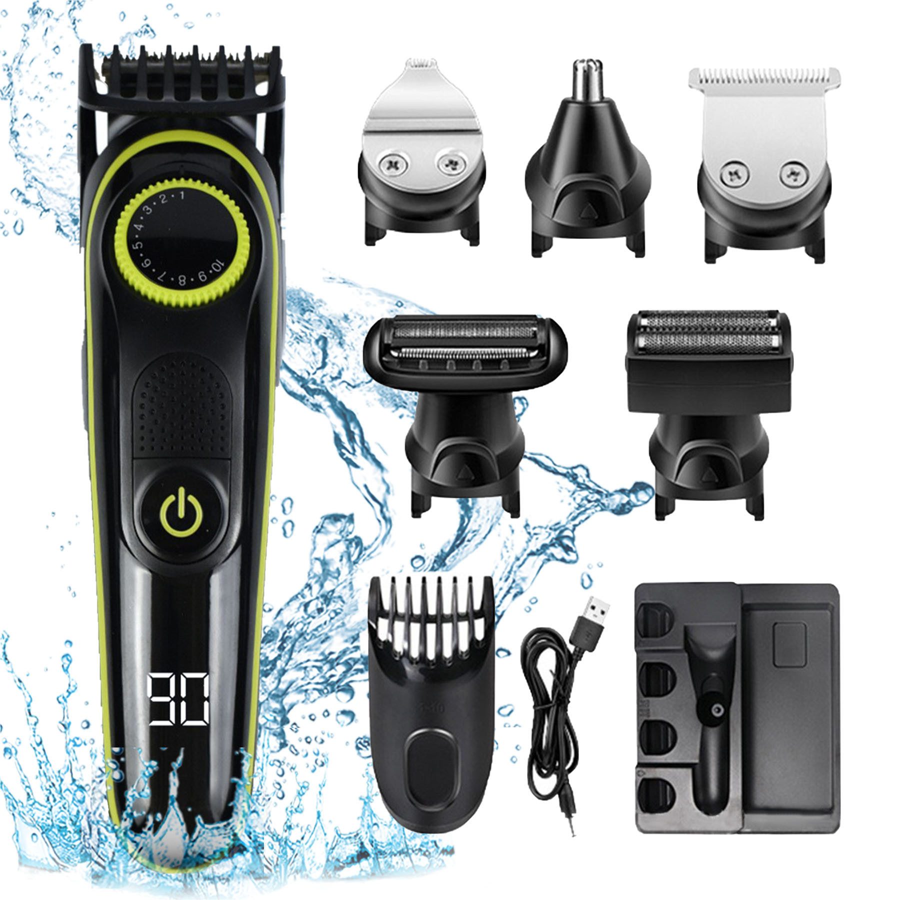 Senmudi Haarschneider Elektrorasierer wiederaufladbar kabellos waschbar 5-in-1-Haarschneider, Hochwertiger Li-Akku, über Steckdose oder USB wiederaufladbar, Für glattes, schnelles und präzises Trimmen aller Haartypen