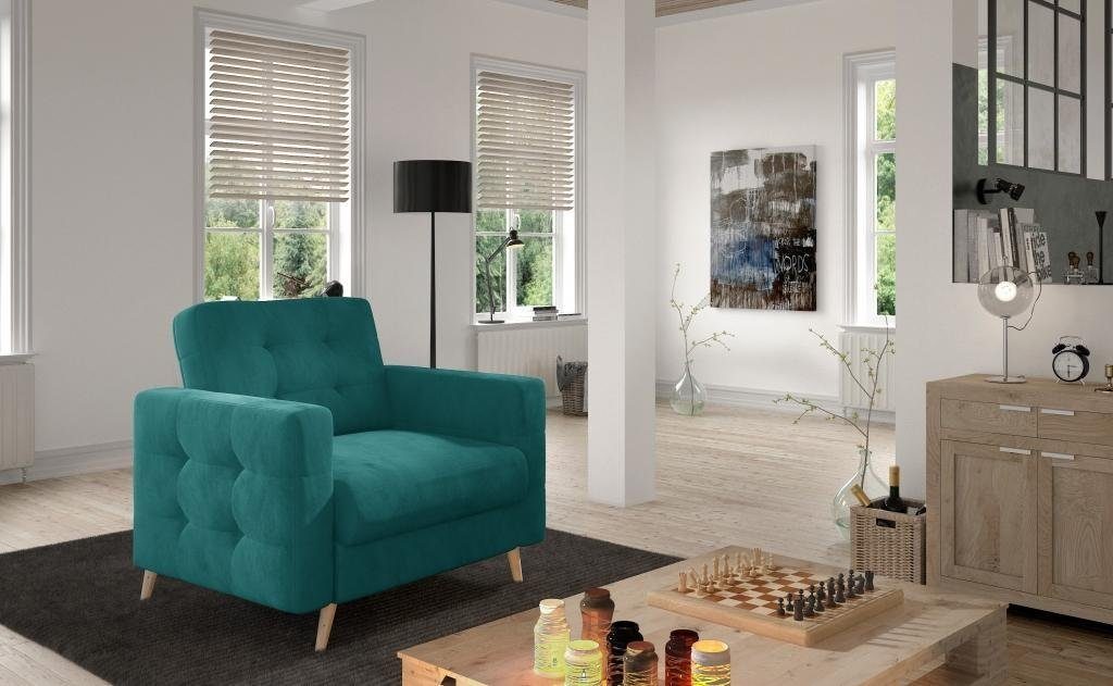 JVmoebel Relaxsessel Sessel Stuhl Fernseh Sitz Design Grün Lounge Blau Esszimmer Modern