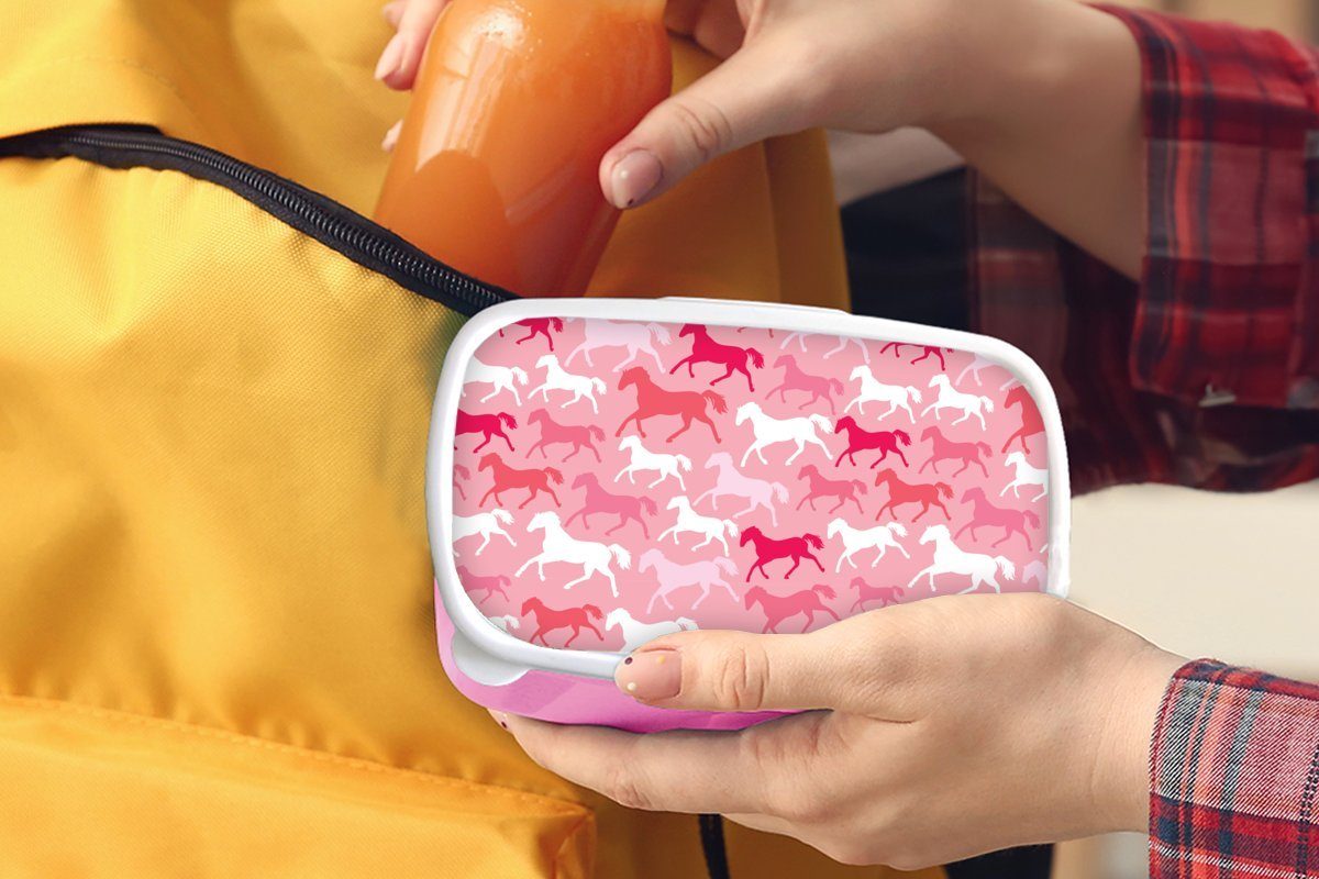 - Lunchbox Kunststoff Pferde - Erwachsene, Brotbox Snackbox, Mädchen, für Tiere MuchoWow Mädchen - Mädchen, Brotdose - Kunststoff, - Kinder Rosa Kinder, (2-tlg),