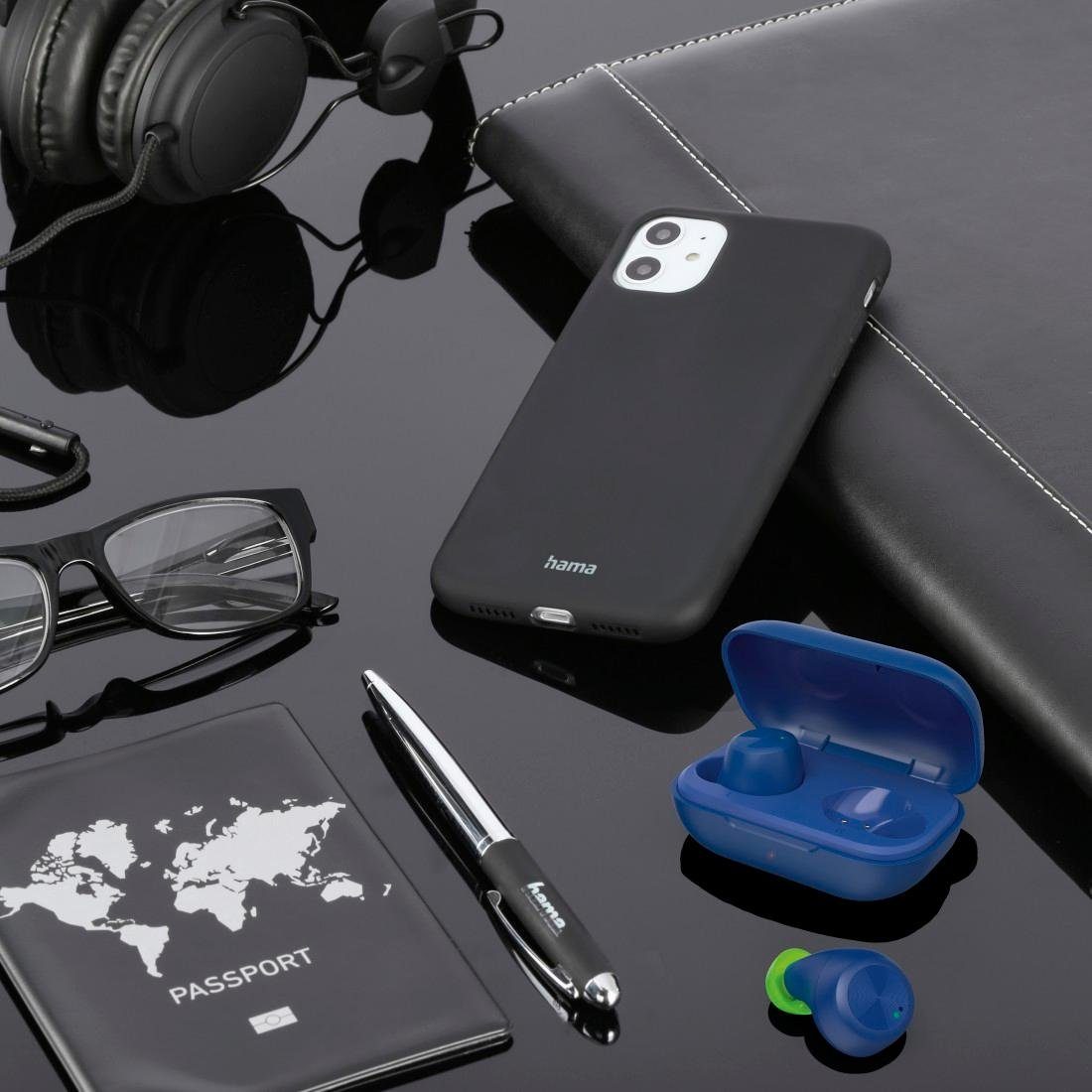 Hama Bluetooth-Kopfhörer True Wireless Steuerung Siri, mit Alltag, (Freisprechfunktion, für Bluetooth-Kopfhörer und Sport 4 Bluetooth, AVRCP A2DP Wireless, Now, Assistant, Anrufe Bluetooth, Spritzwasserschutz, für integrierte HFP, Ladebox) Siri, In-Ear Google Google Sprachsteuerung und ultraleicht, blau IPX True Sprachsteuerung, kompatibel Musik
