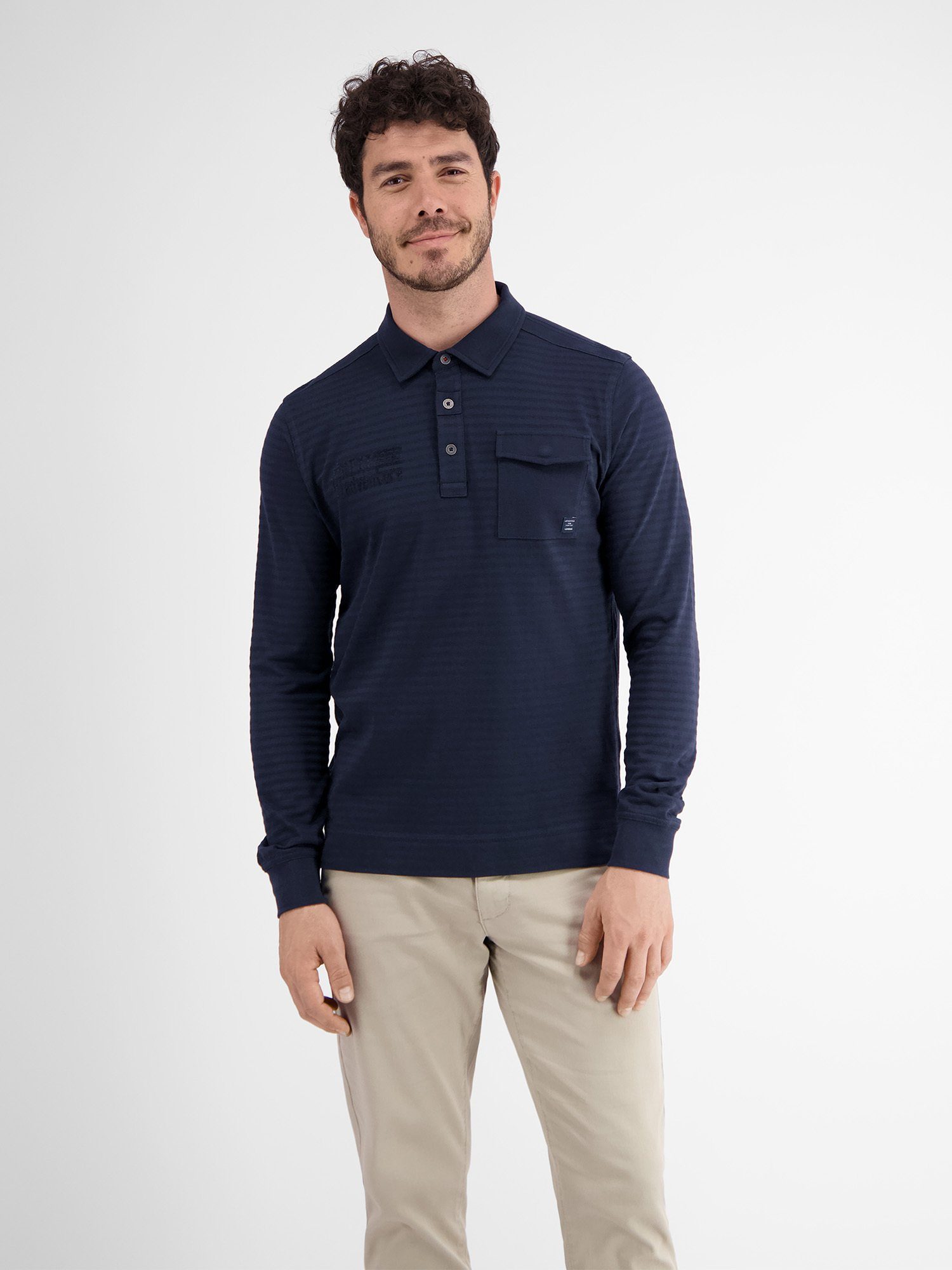 LERROS Langarm-Poloshirt LERROS Longsleeve-Polo, gestreift CLASSIC NAVY