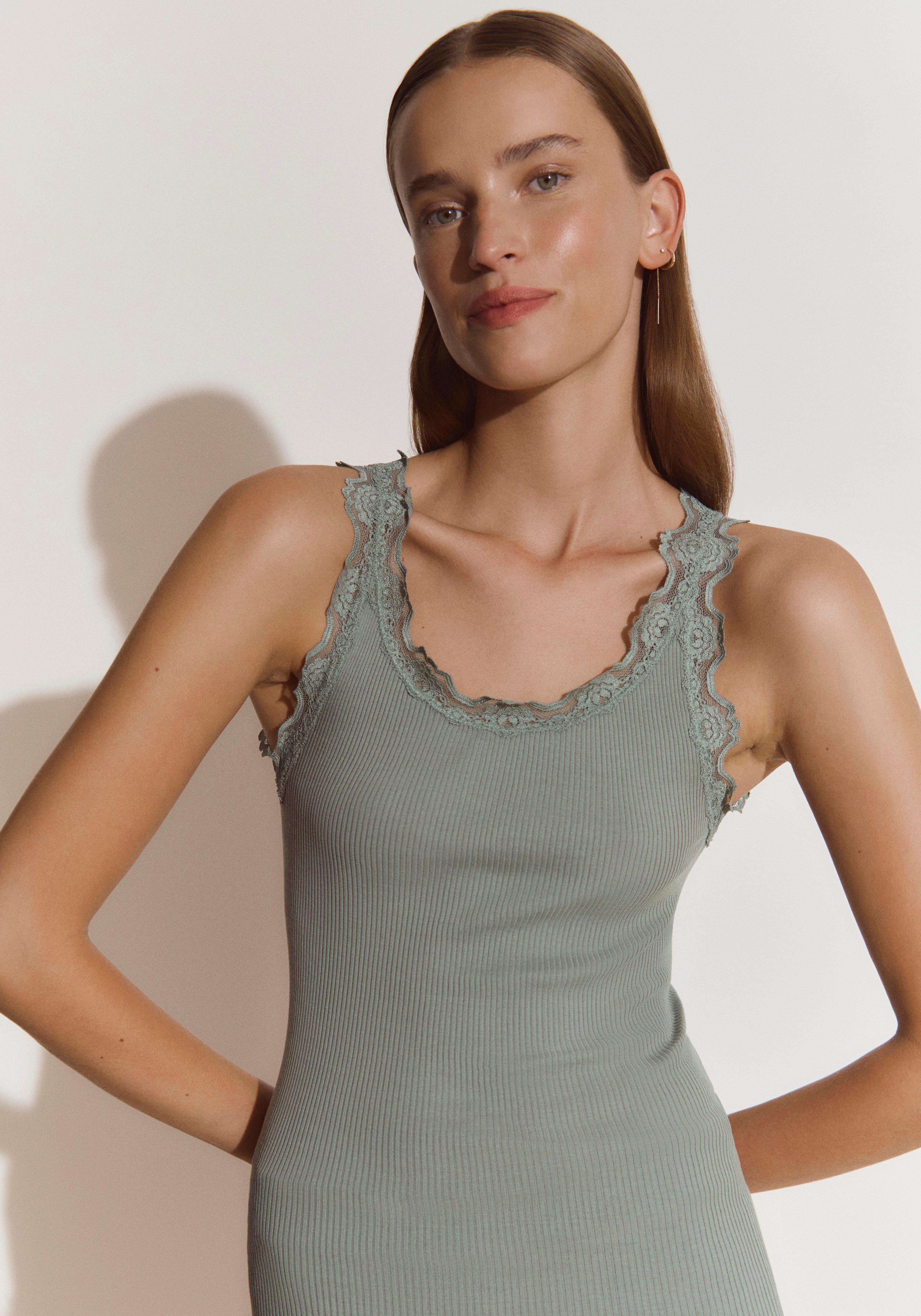 rosemunde Achseltop Babette Seiden Top ohne Ärmel, mit Spitze, Rundhalsauss günstig online kaufen