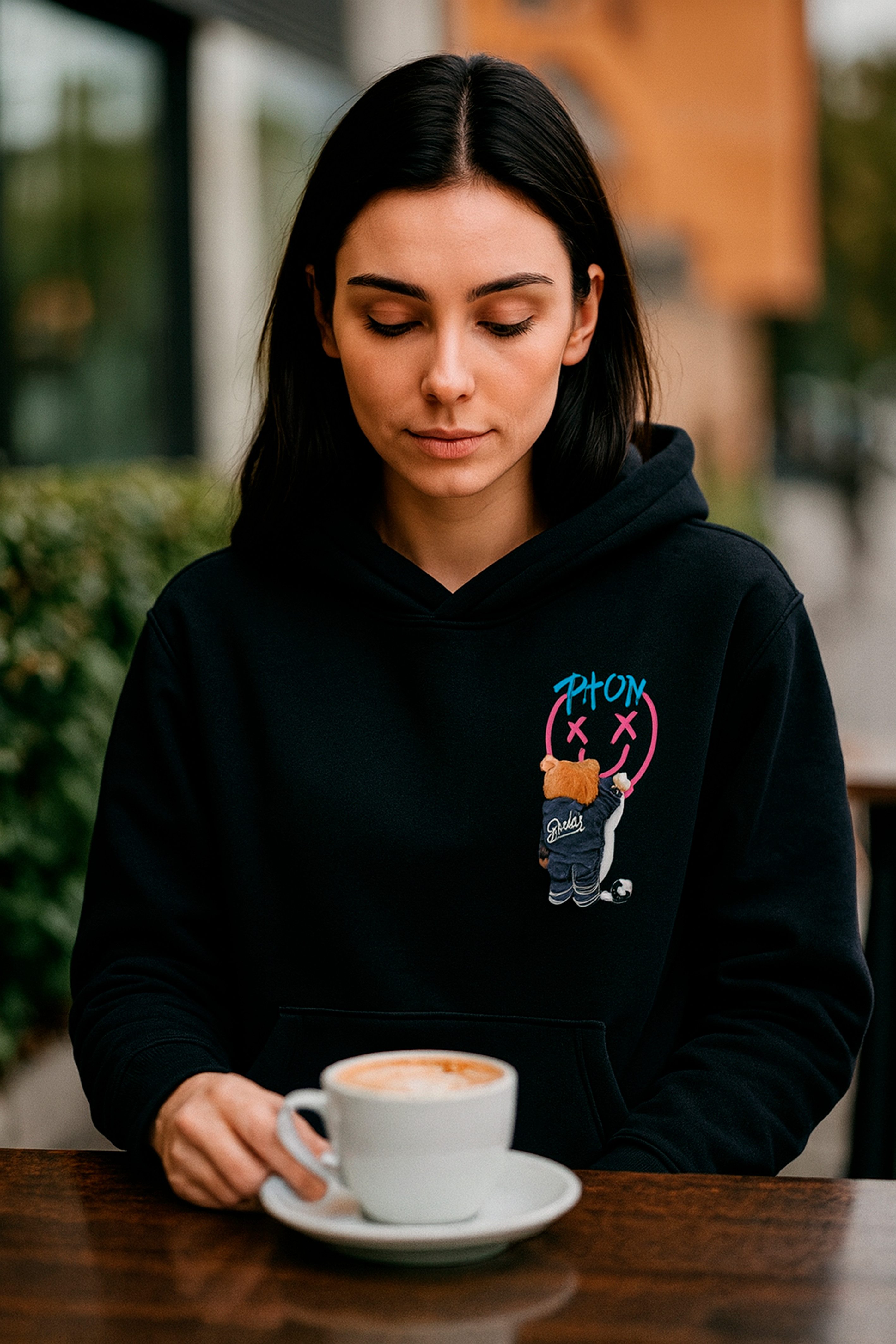 Banco Kapuzensweatshirt Damen Bären Smile Motiv Unifarben Basic Pullover Ve günstig online kaufen