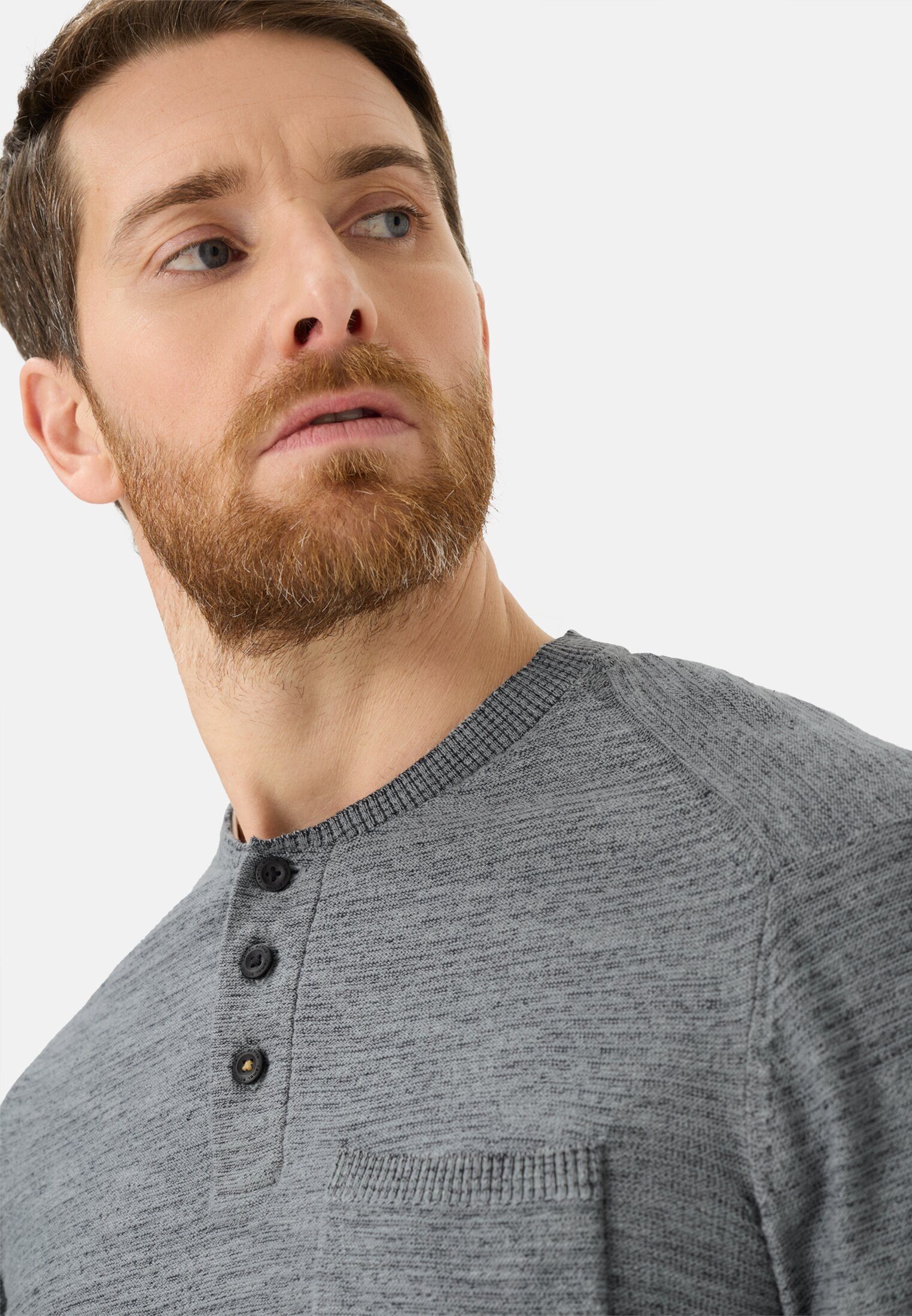 camel active Henleyshirt mit Henley Kragen Langarm