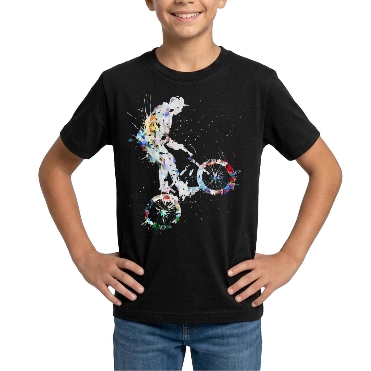 T-Shirt BMX Farbklecks Bunt Teenager T-Shirt