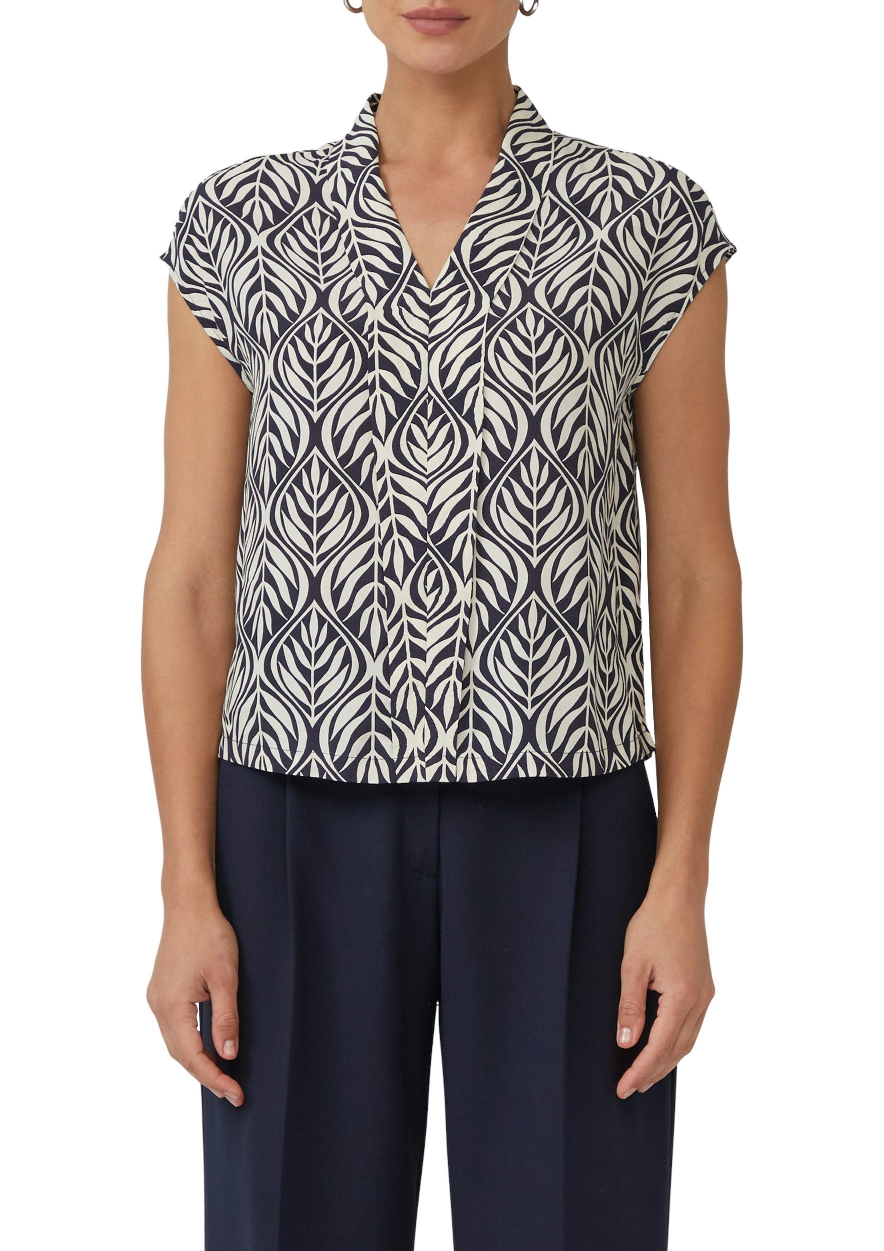 s.Oliver BLACK LABEL Kurzarmbluse - modische Bluse mit Allover Print günstig online kaufen