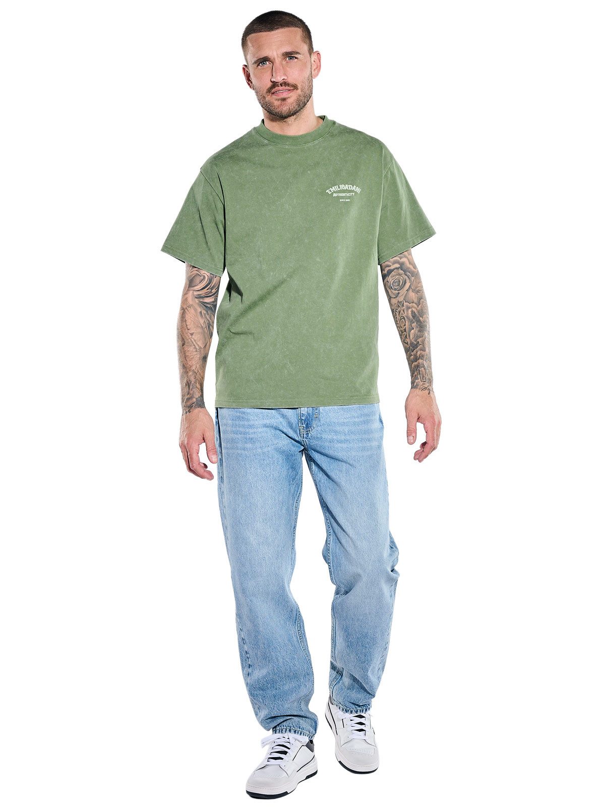 emilio adani T-Shirt Herren T-Shirt mit Rückenprint, Gruen
