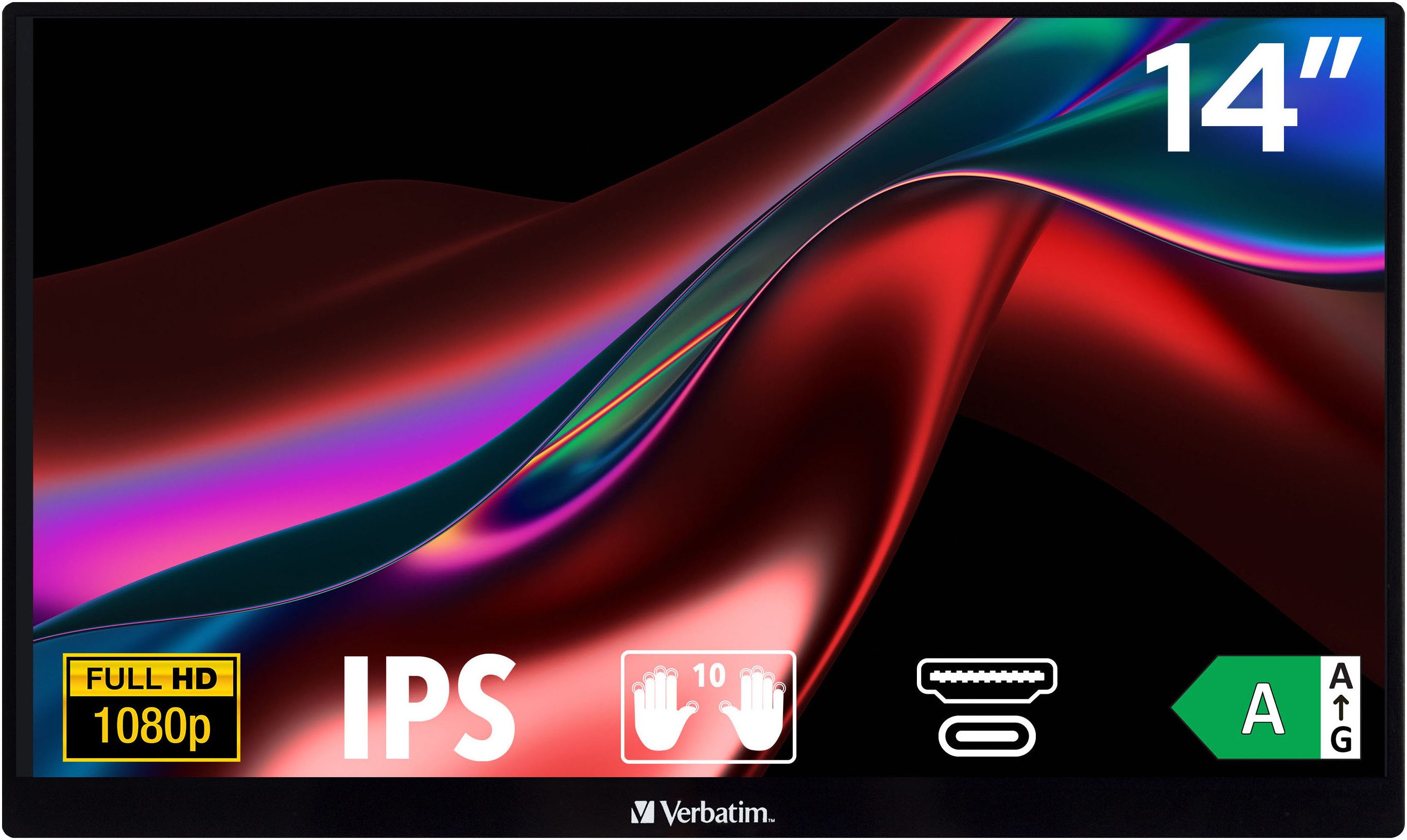 Verbatim 49591 Verbatim PMT-14 Portabler Monitor (36 cm/14 ", 1920 x 1080 px, Full HD, 6 ms Reaktionszeit, 60 Hz, IPS)