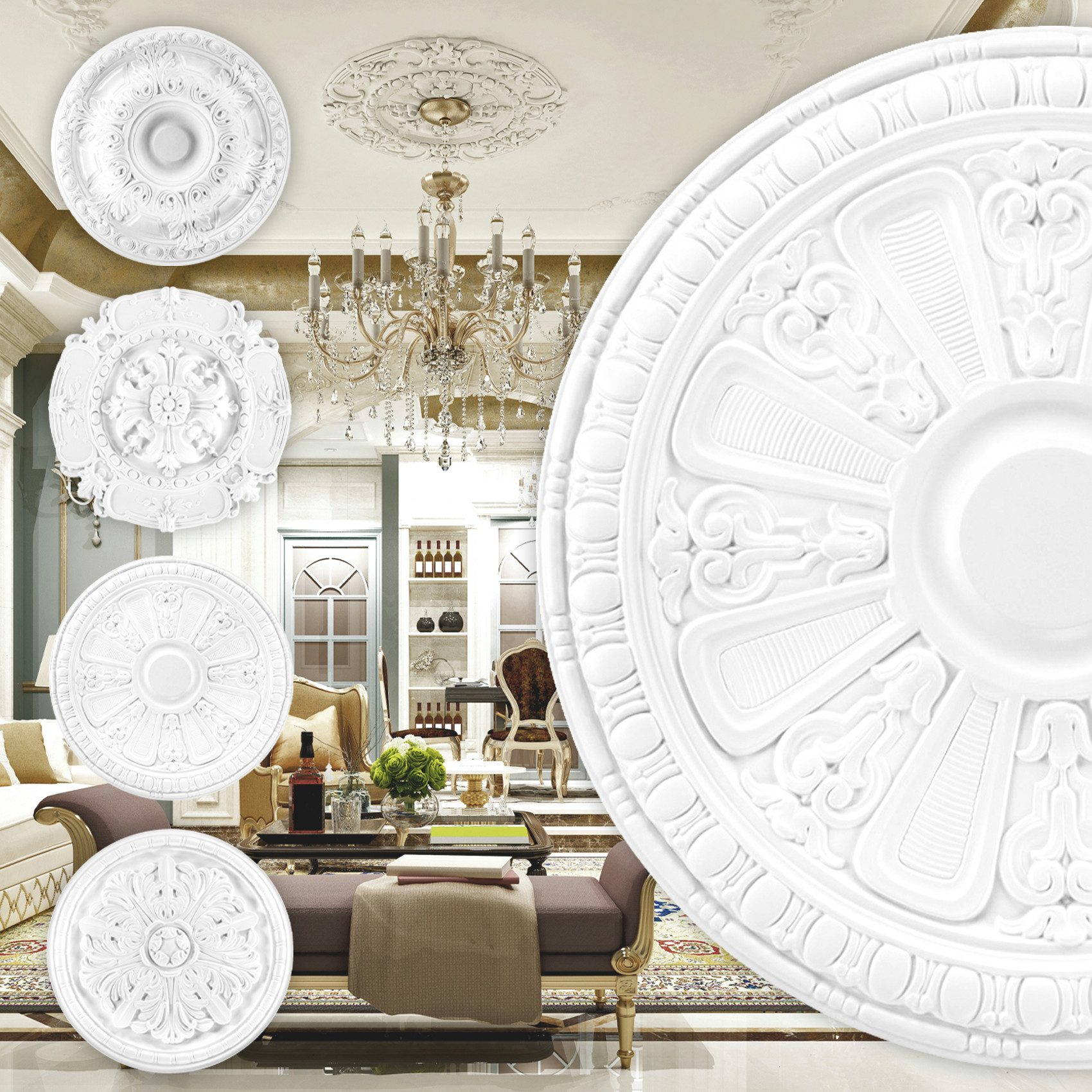 Grand Decor Wanddekoobjekt R104 (Stuckrosette aus günstig online kaufen